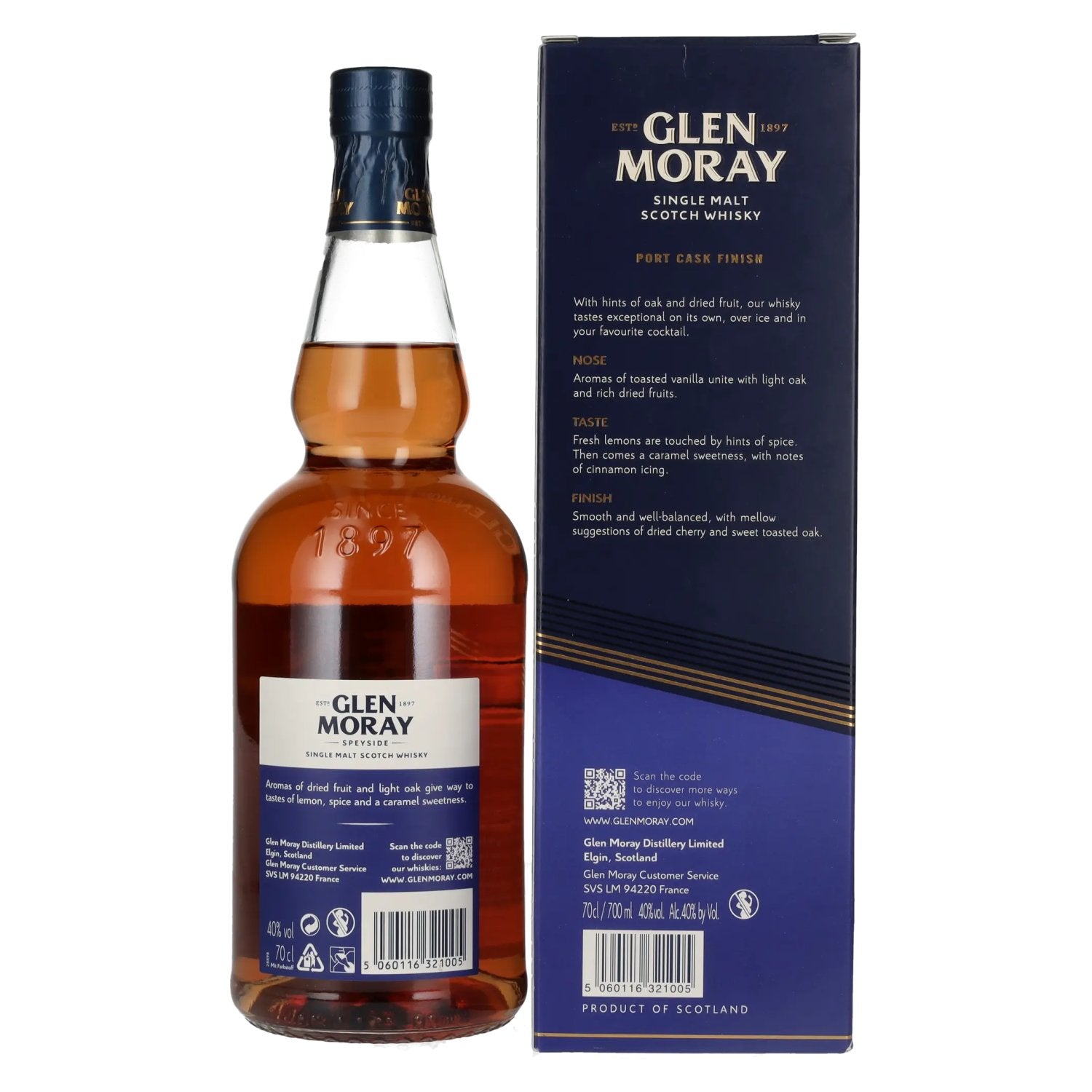 Glen Moray Elgin Classic Port Cask Finish Small Batch Release 40% Vol. 0,7l in Geschenkbox