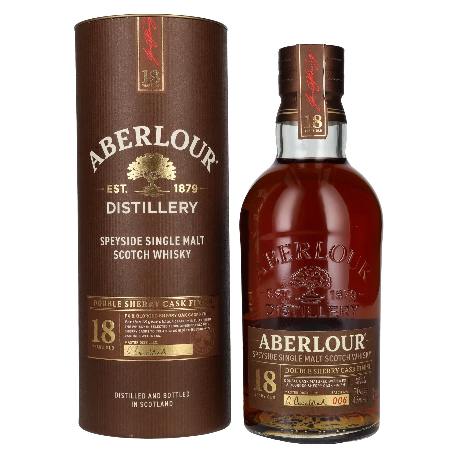 Aberlour 18 Years Old Double Sherry Cask Finish Batch No. 006 43% vol. 0,7l en boîte cadeau