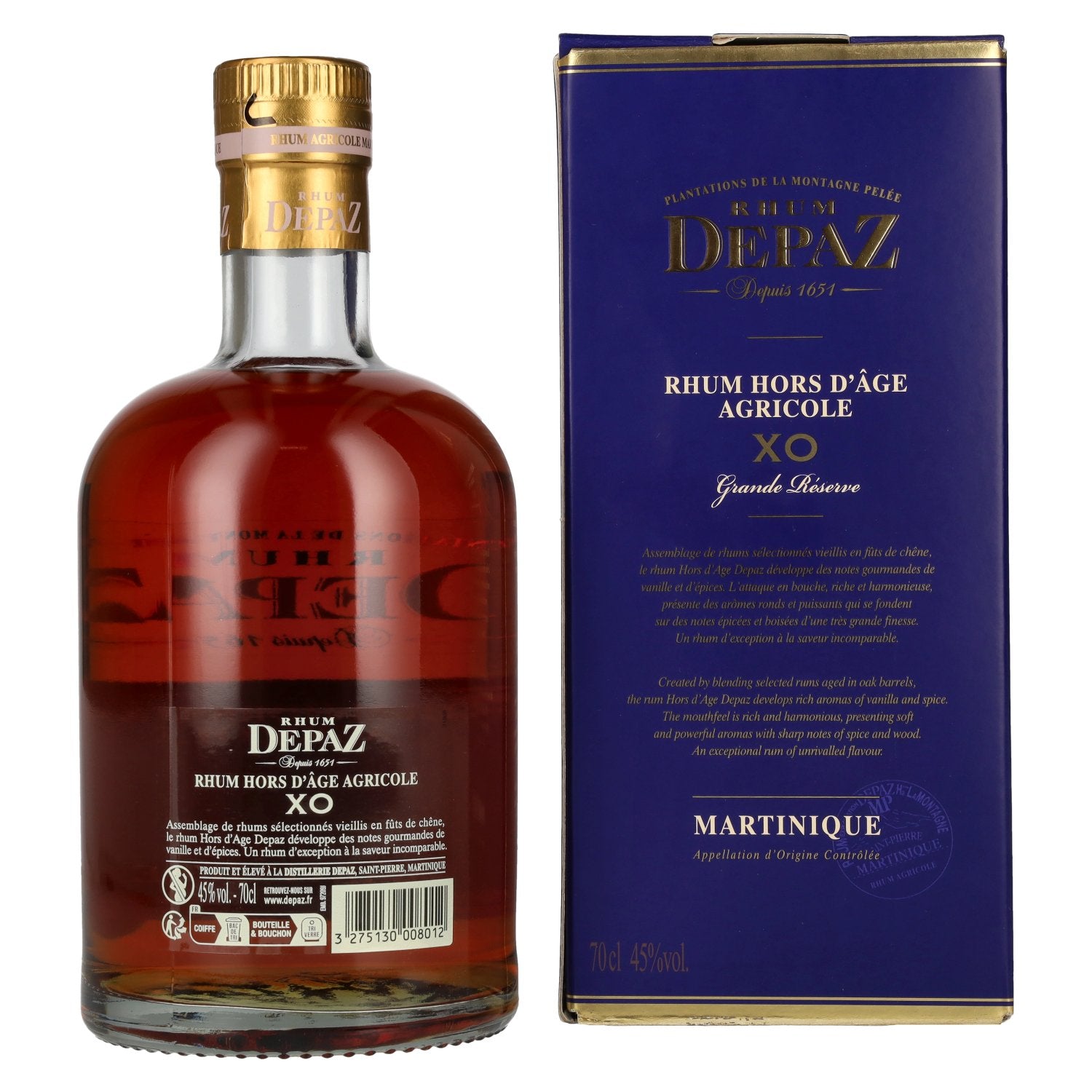 Depaz Rhum Hors D'Âge Agricole XO Grande Réserve 45% vol. 0,7l en coffret cadeau