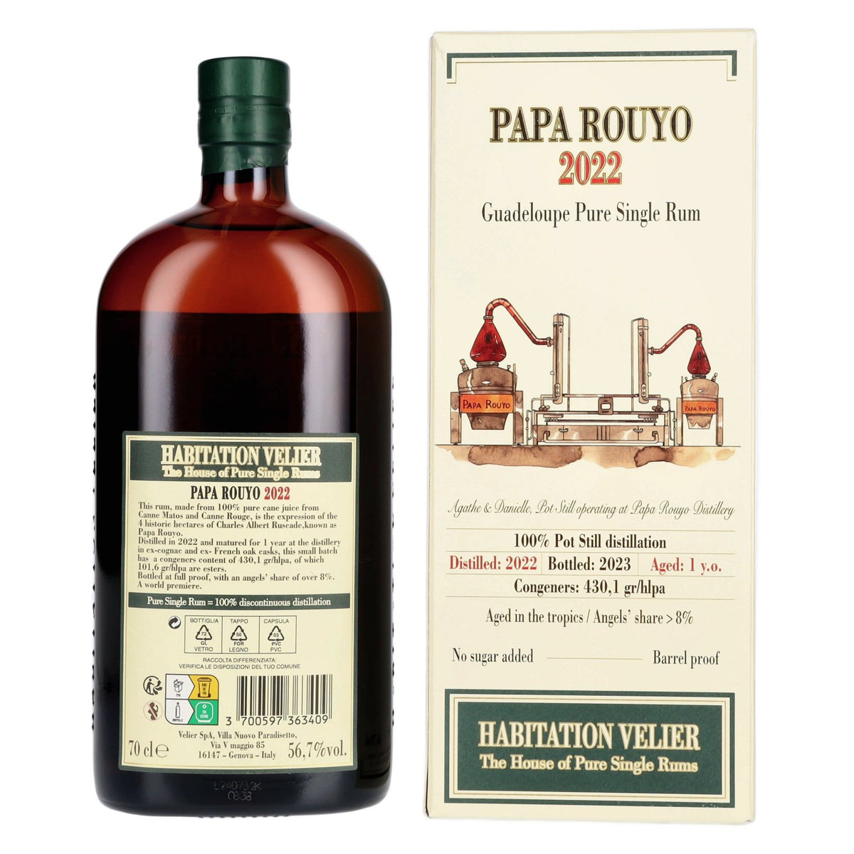 Habitation Velier Papa Rouyo Guadeloupe Pure Single Rum 2022 56.7% ABV 0.7l in a gift box