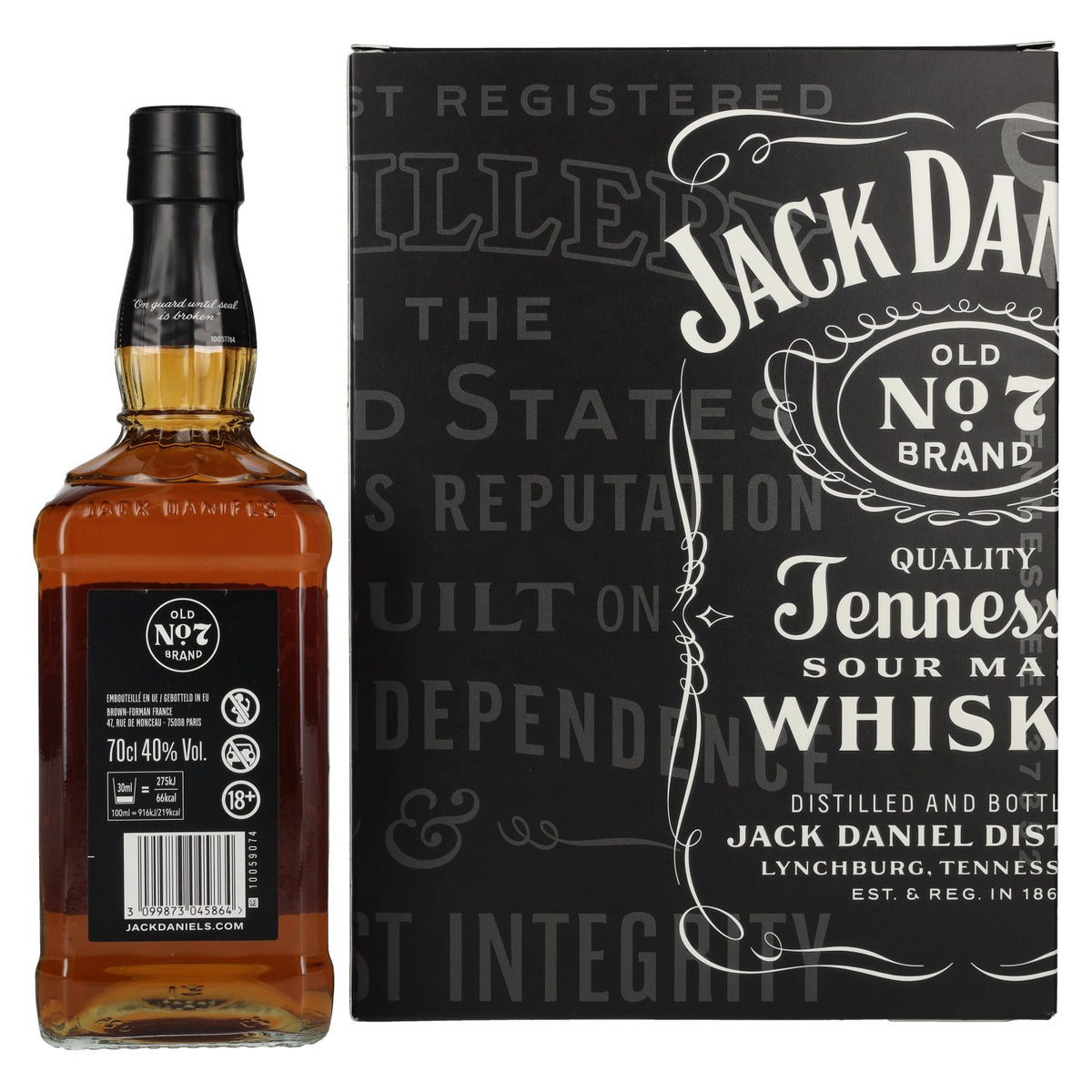 Jack Daniel's Tennessee Whiskey 40% Vol. 0,7l in gift box with 2 Rocks glasses