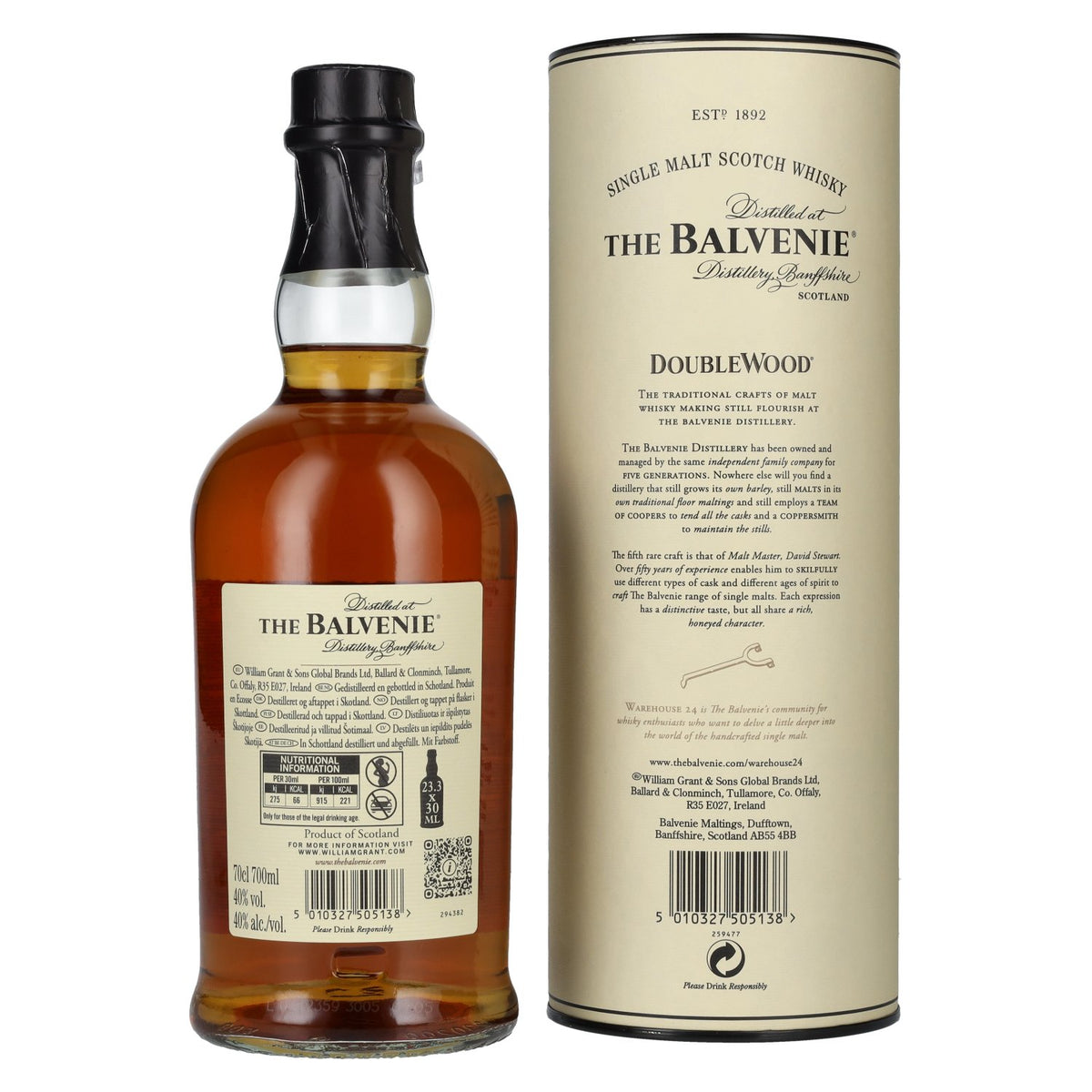 The Balvenie 12 Years Old Double Wood 40% Vol. 0,7l en boîte cadeau