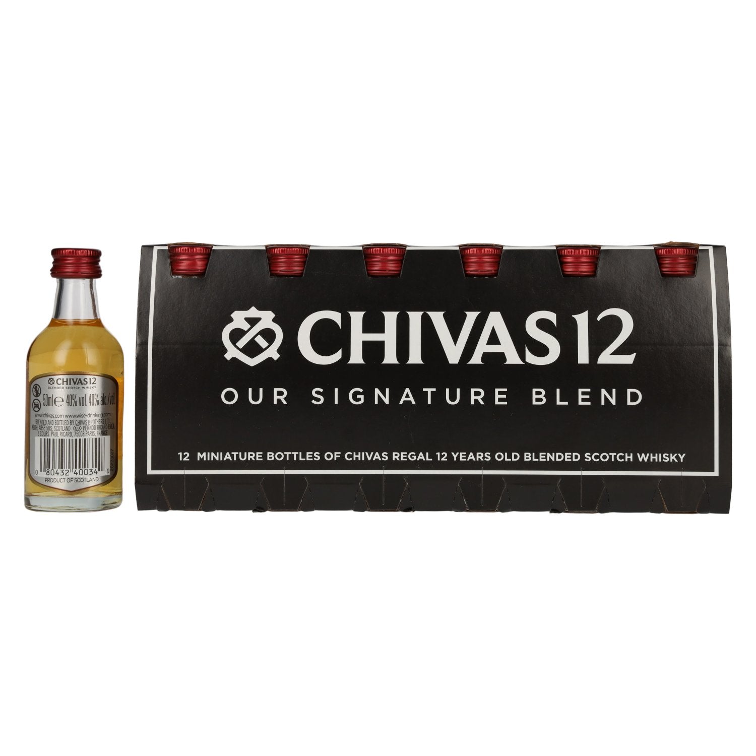 Chivas Regal 12 ans d'âge, whisky écossais blended, 40 % vol., 12 x 0,05 l