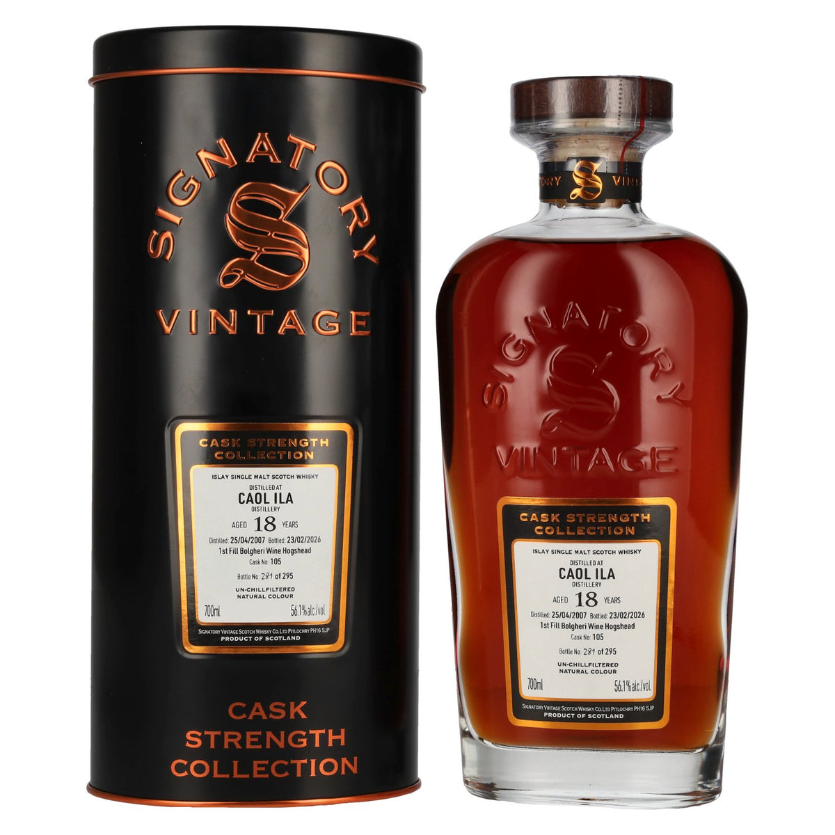 Signatory Vintage CAOL ILA 18 Years Old Cask Strength Collection #105 2007 56,1% Vol. 0,7l en Tinbox