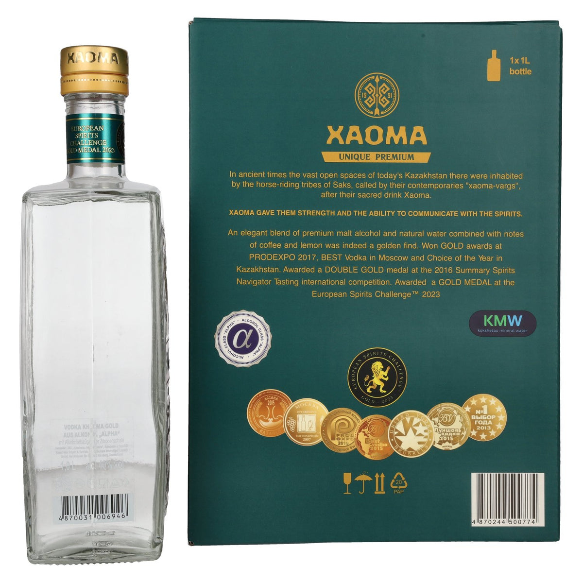 XAOMA Gold Unique Premium Vodka 40% Vol. 1l in gift box