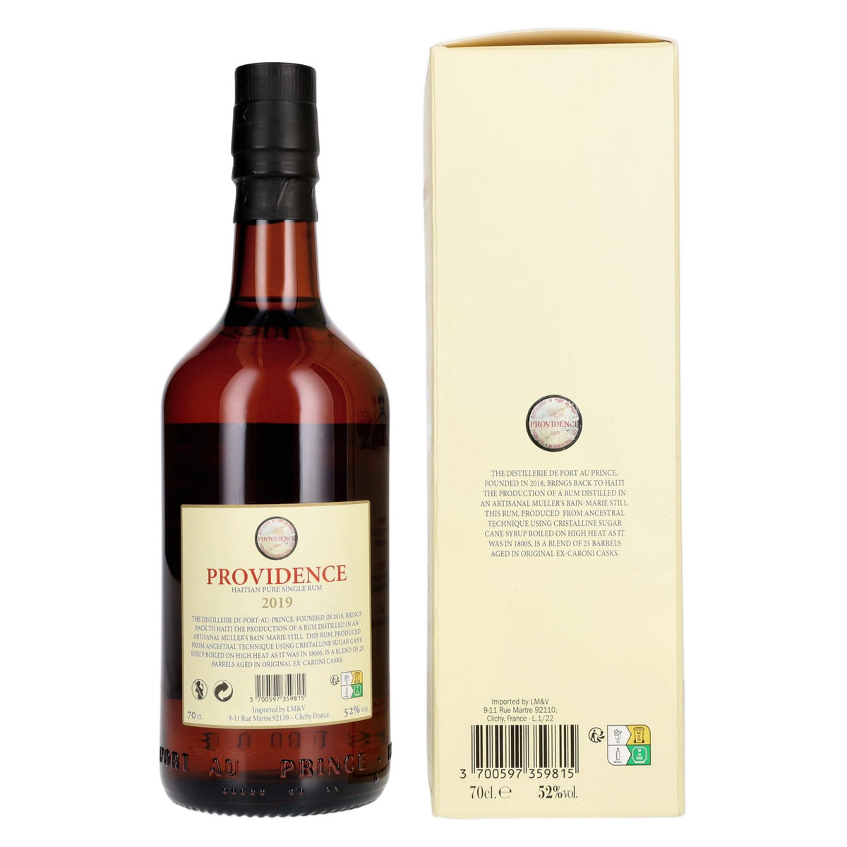 PROVIDENCE Rhum pur haïtien 2019 52 % vol. 0,7 l dans un coffret cadeau