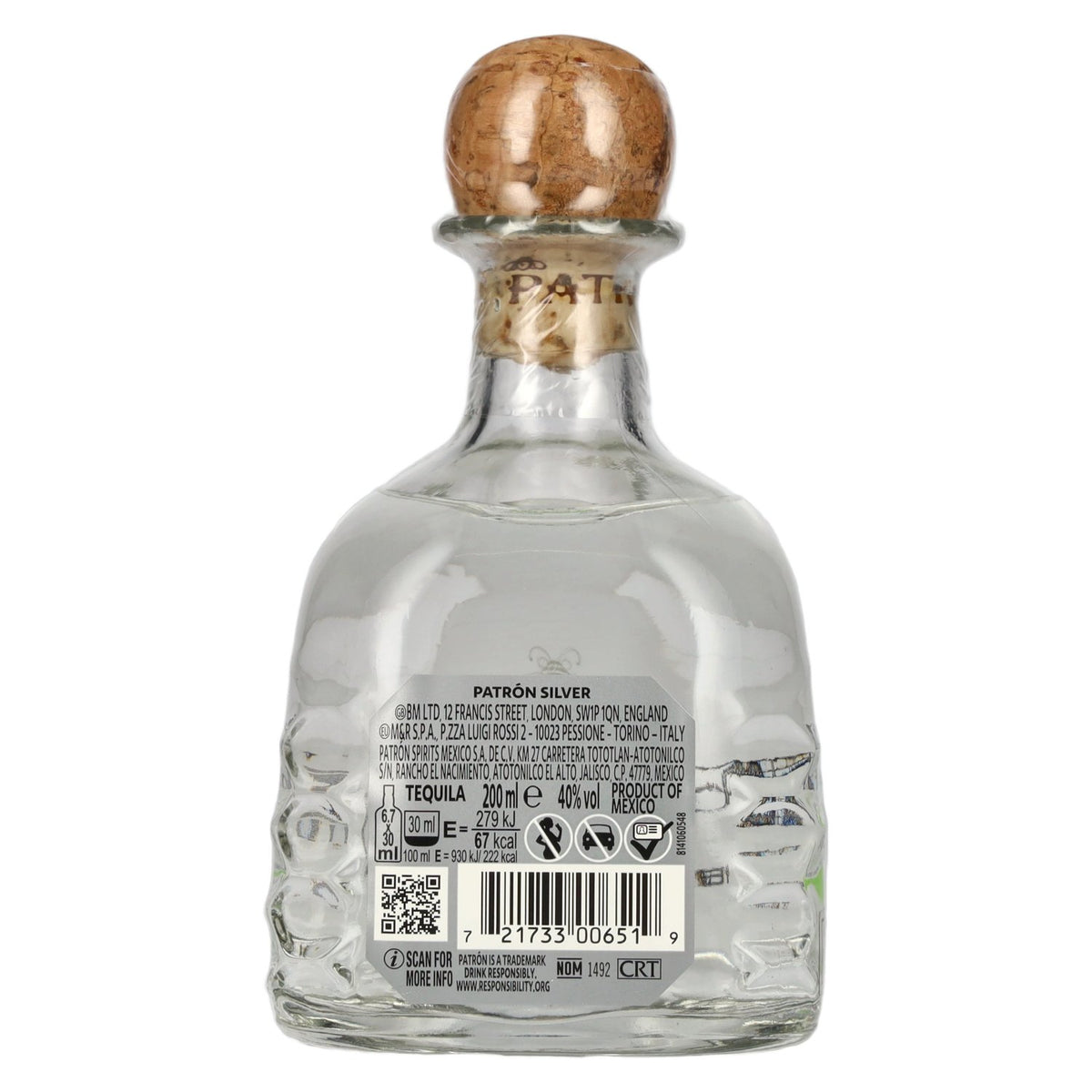 Patrón Tequila Silver 40% vol. 0.2 l