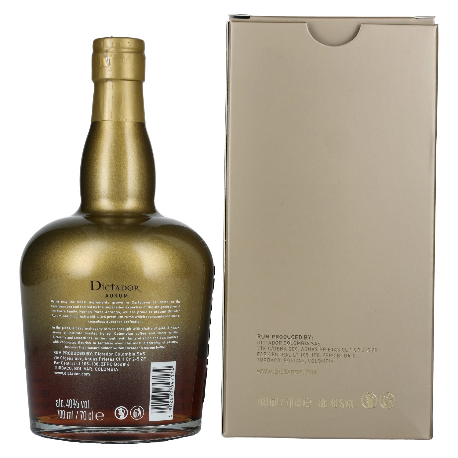 Dictador AURUM Colombian Aged Rum 40% vol. 0,7l en boîte cadeau