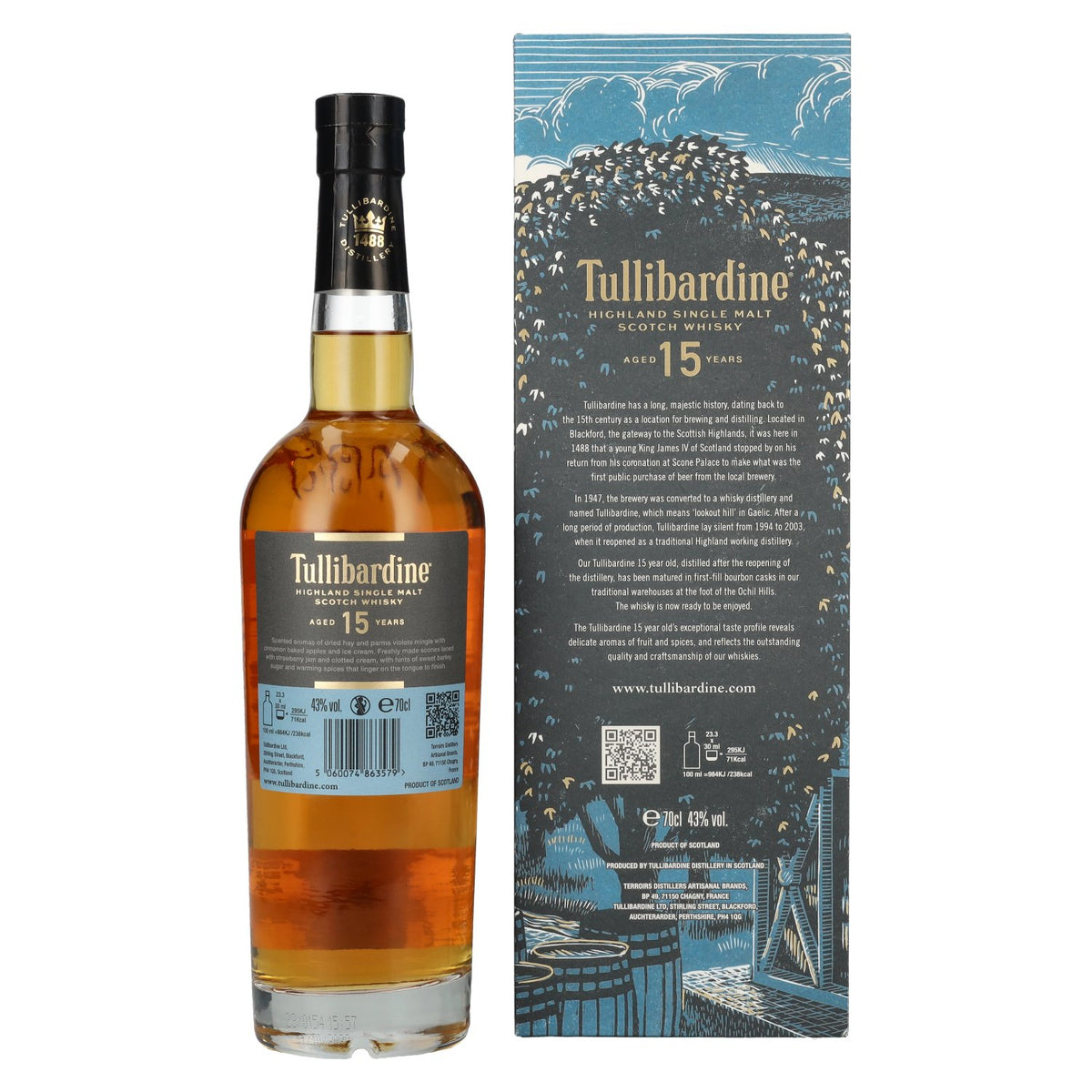 Tullibardine 15 Years Old Highland Single Malt Scotch Whisky 43% Vol. 0,7l en boîte cadeau