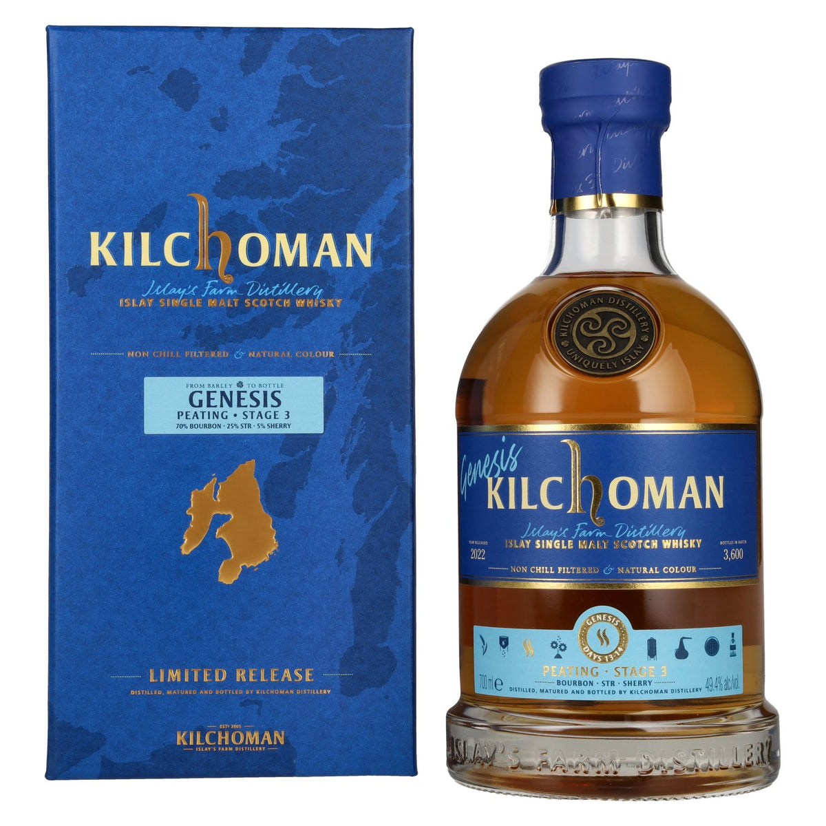 Kilchoman GENESIS PEATING Stage 3 49,4 % vol. 0,7 l dans un coffret cadeau