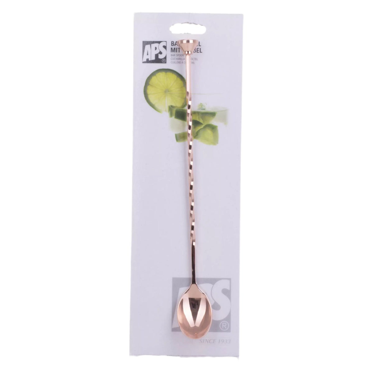 APS Cuillère à bar avec poussoir acier inoxydable cuivre 28 cm
