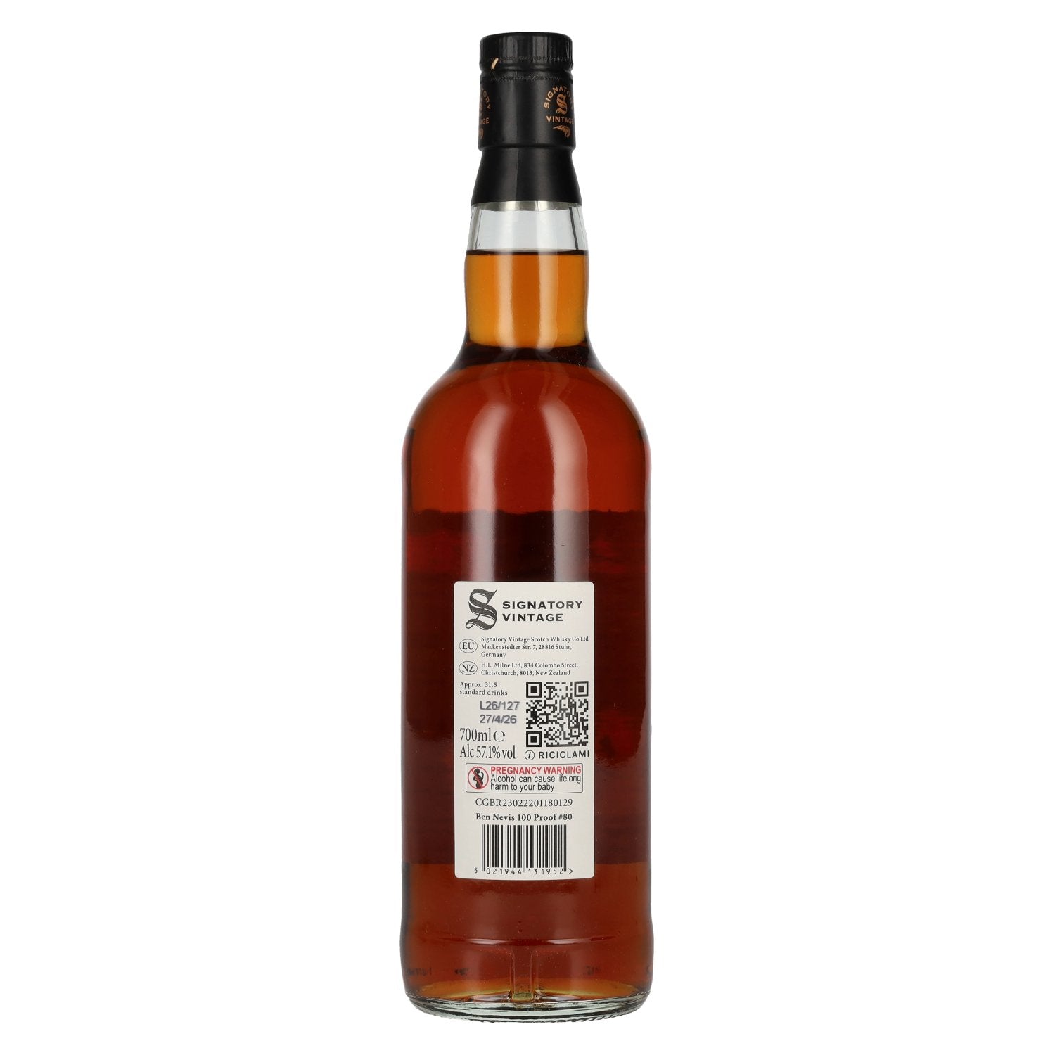 Signatory Vintage 100 Proof Edition BEN NEVIS 10 Years Old Single Malt #80 2015 57,1% Vol. 0,7l