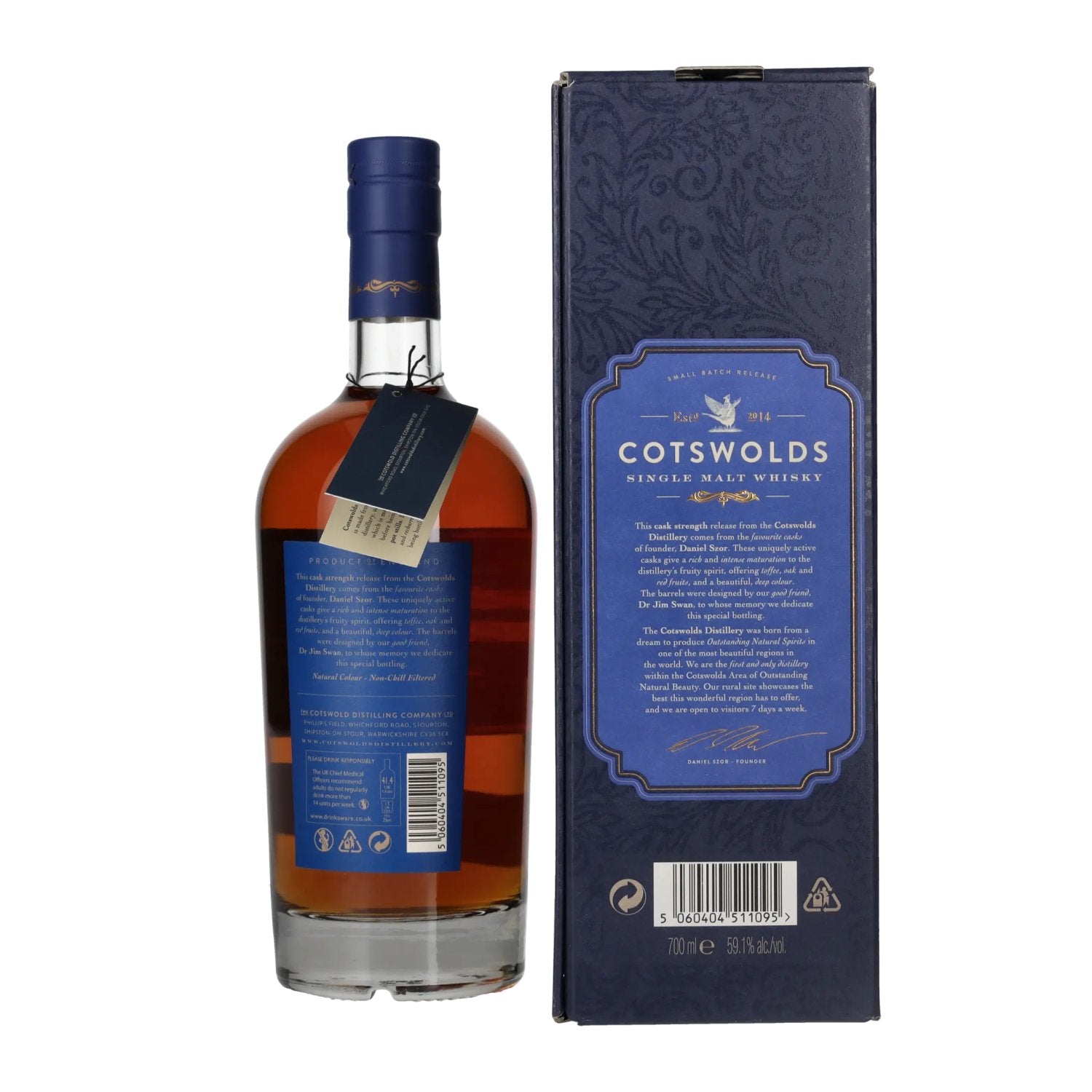 Cotswolds FOUNDER'S CHOICE Single Malt Whisky 59.1% Vol. 0.7l in gift box