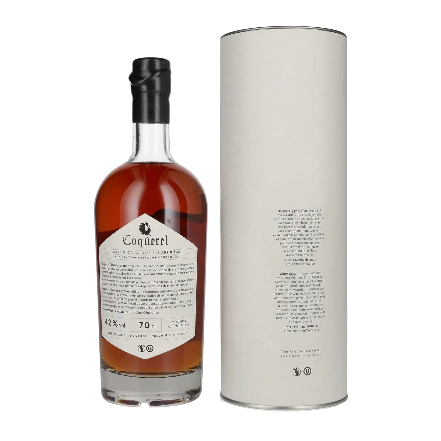 Coquerel Grand Calvados 15 Ans 42% Vol. 0,7l en coffret cadeau