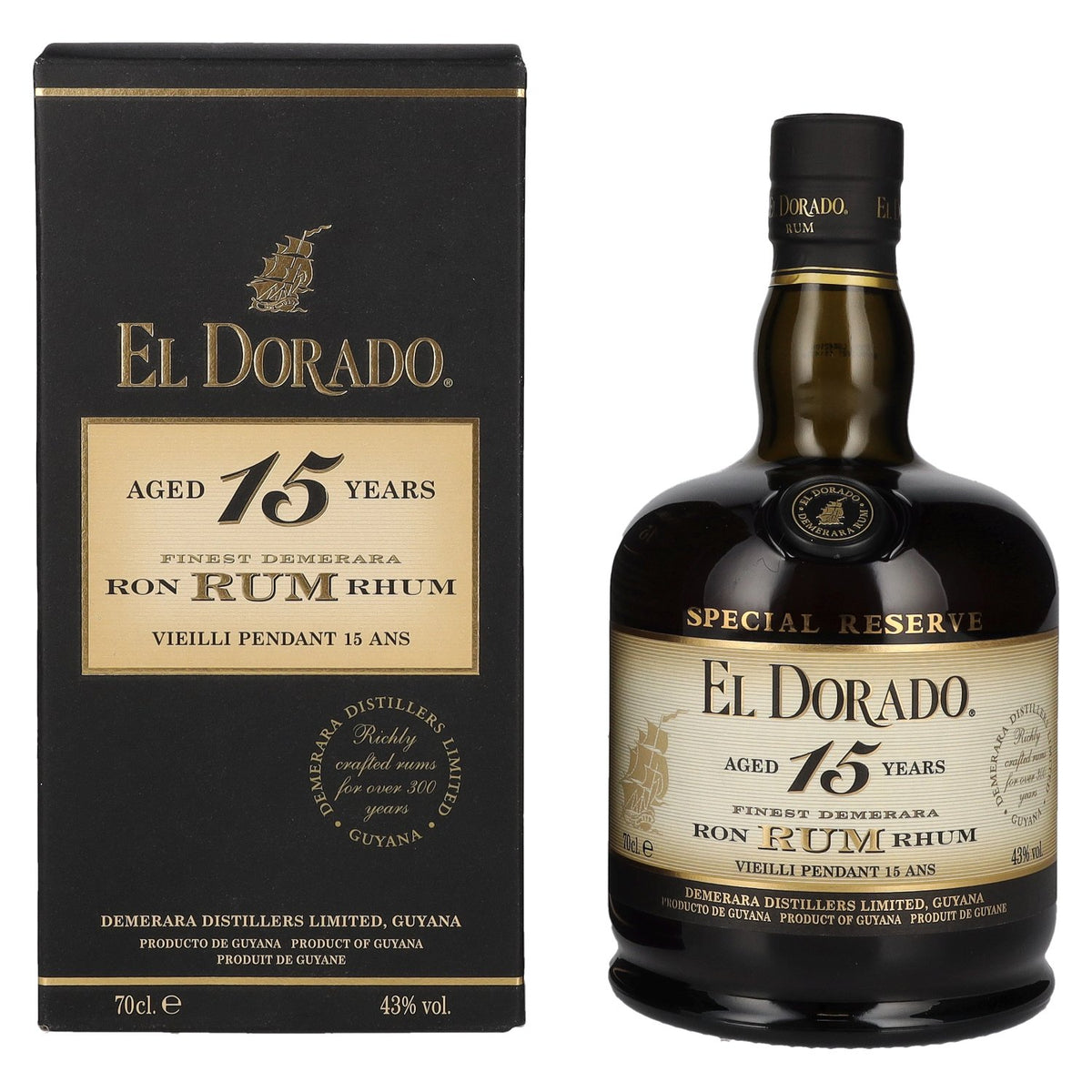 El Dorado 15 Years Old Finest Demerara Rum SPECIAL RESERVE 43% Vol. 0,7l in gift box
