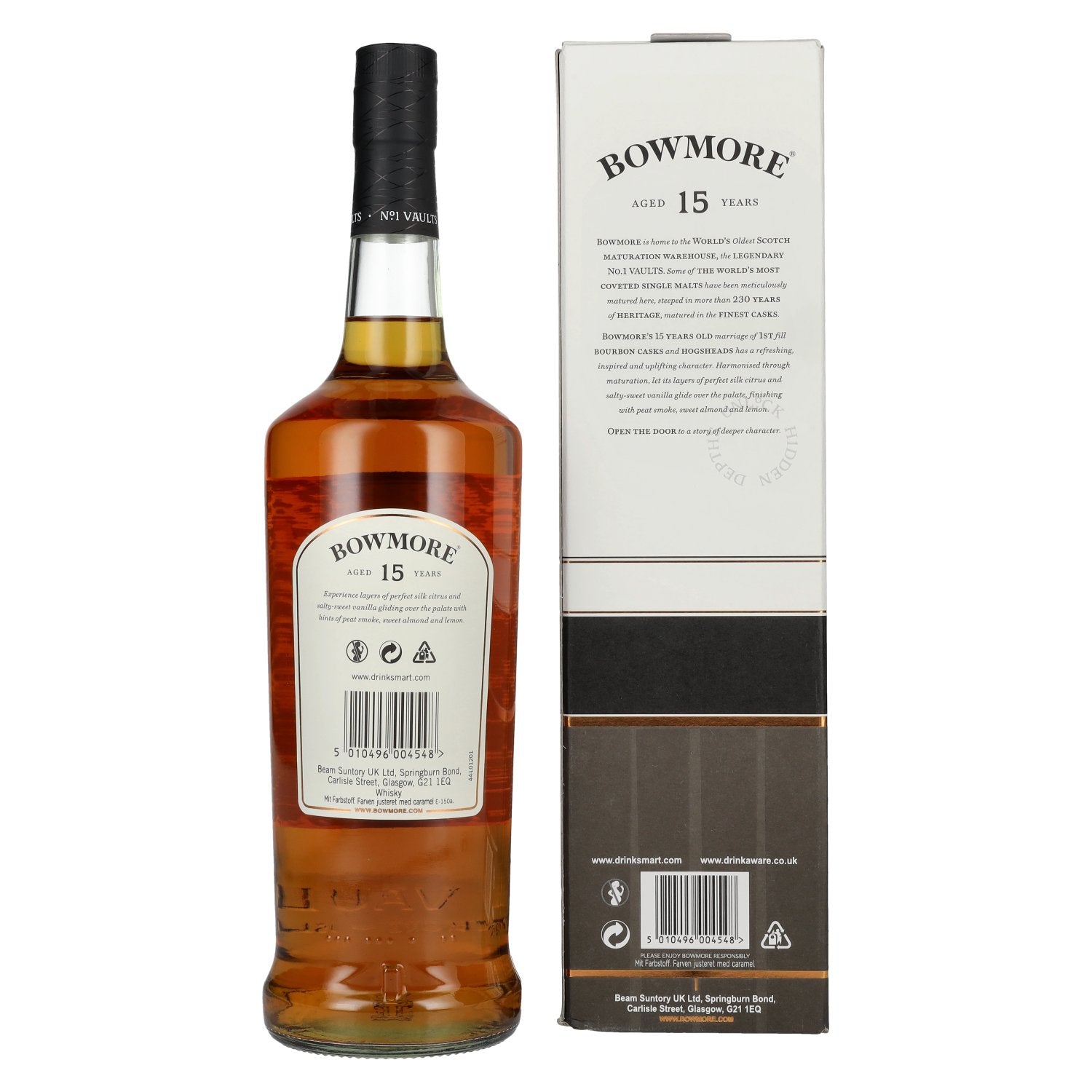 Bowmore 15 Years Old GOLDEN &amp; ELEGANT Travel Exclusive 43% Vol. 1l en boîte cadeau