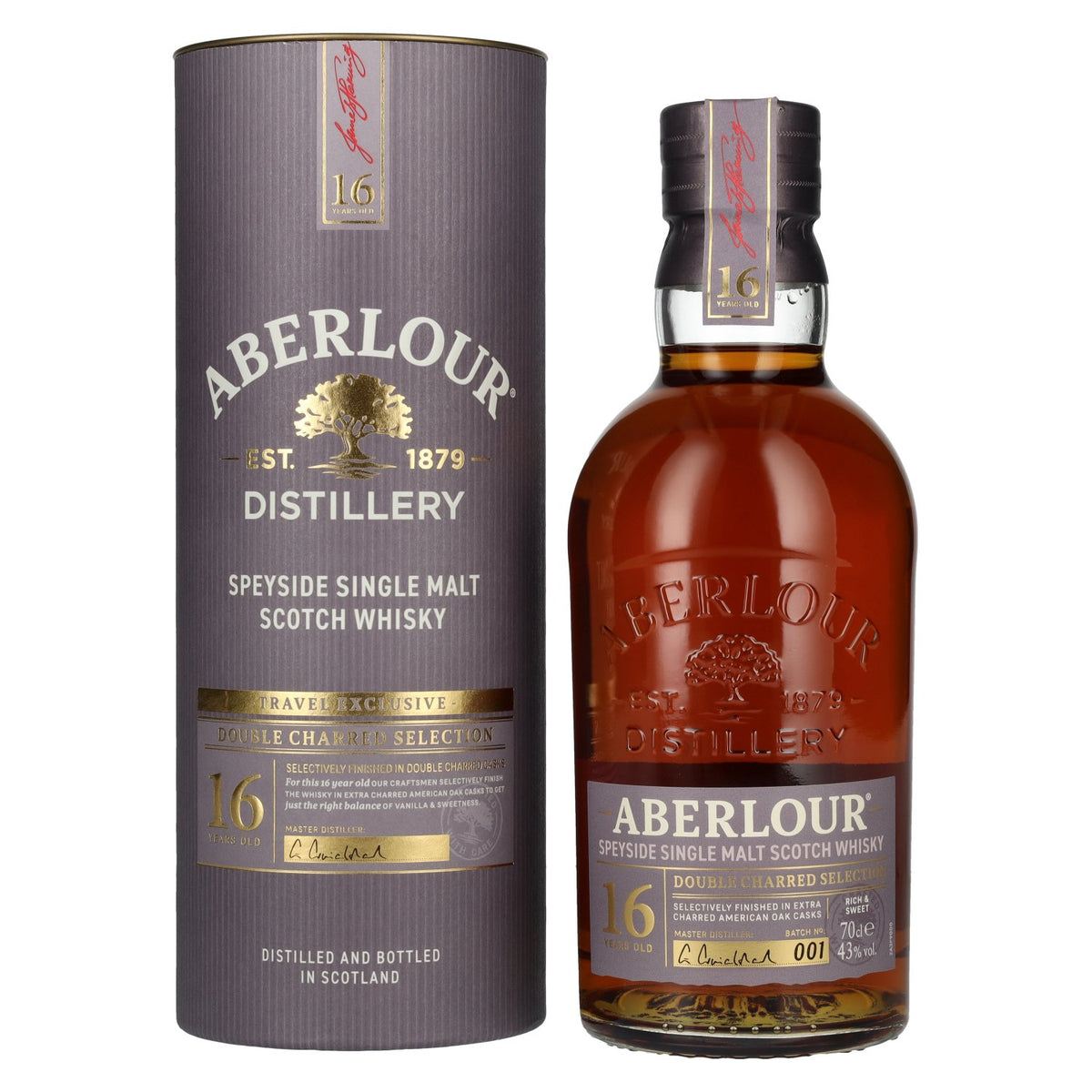 Aberlour 16 Years Old DOUBLE CHARRED SELECTION Travel Exclusive Speyside Single Malt 43% Vol. 0,7l in gift box