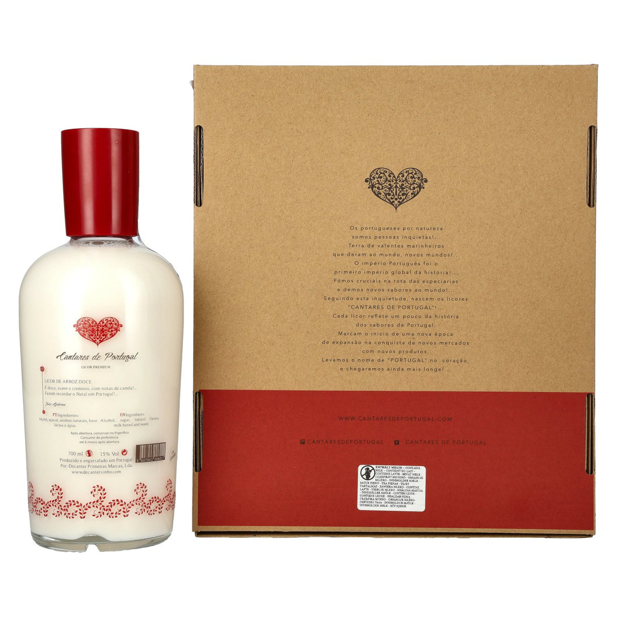 Cantares de Portugal Licor de Arroz Doce 15% Vol. 0,7l in gift box with 2 glasses