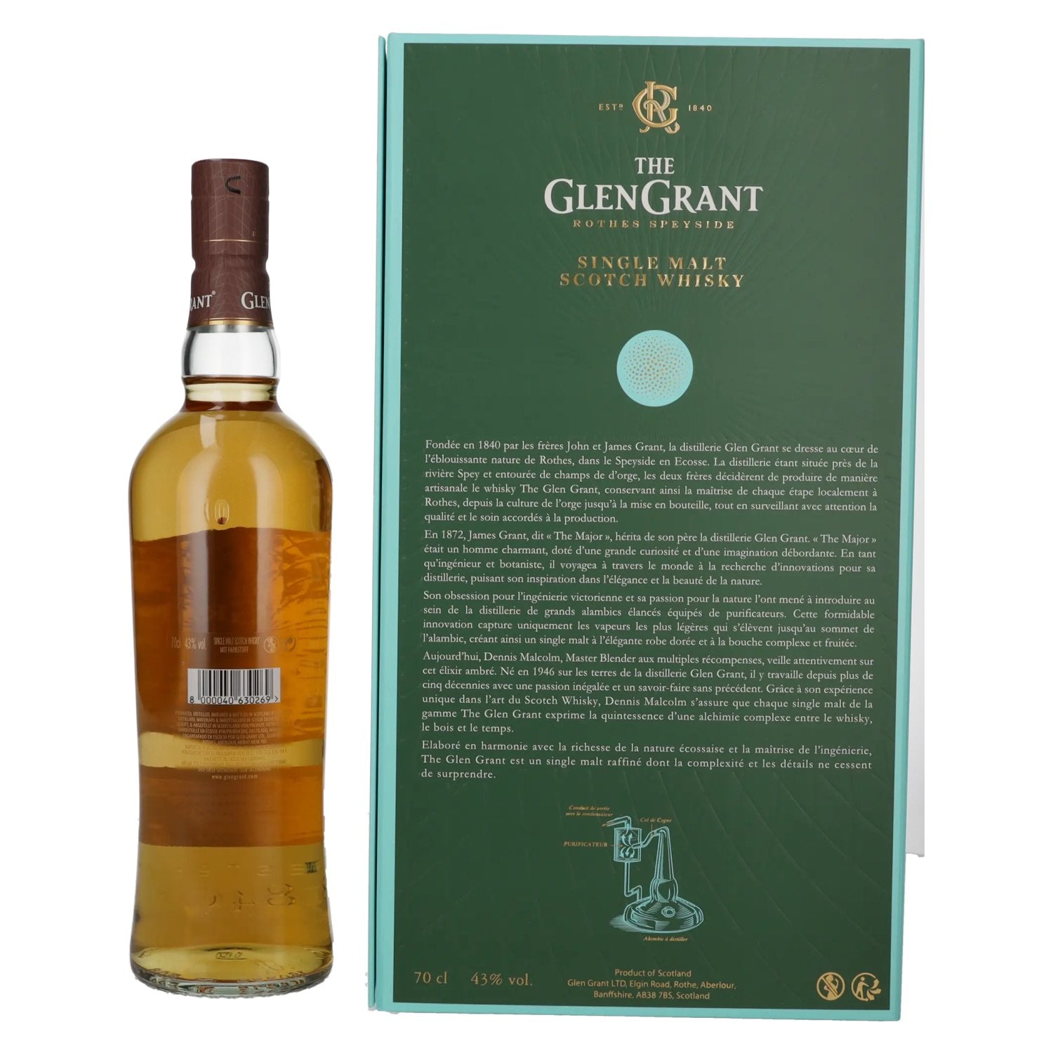Glen Grant 12 Years Old Single Malt 43% Vol. 0,7l in gift box with 2 glasses