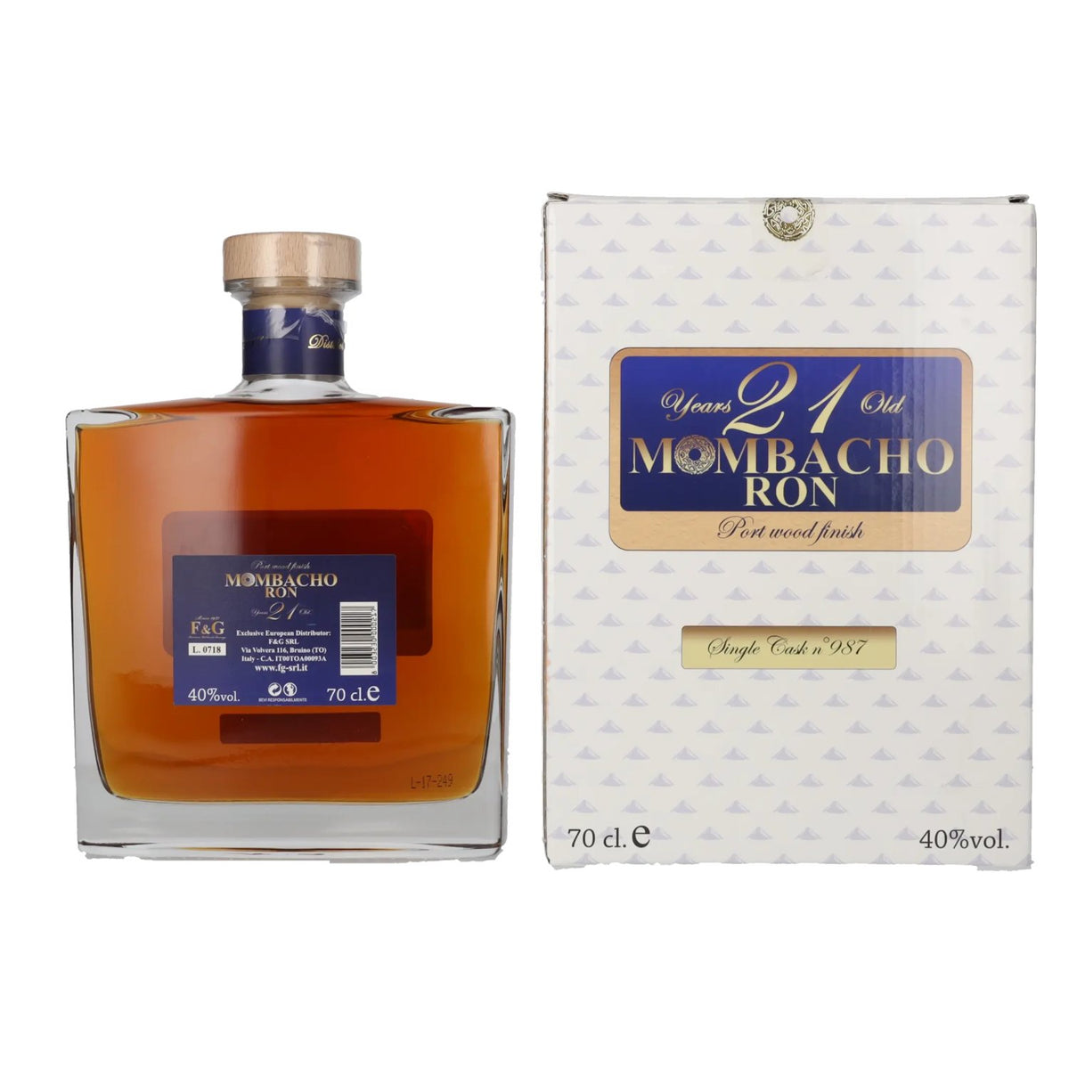 Mombacho Ron 21 Years Old Port Wood Finish 40% Vol. 0,7l en boîte cadeau
