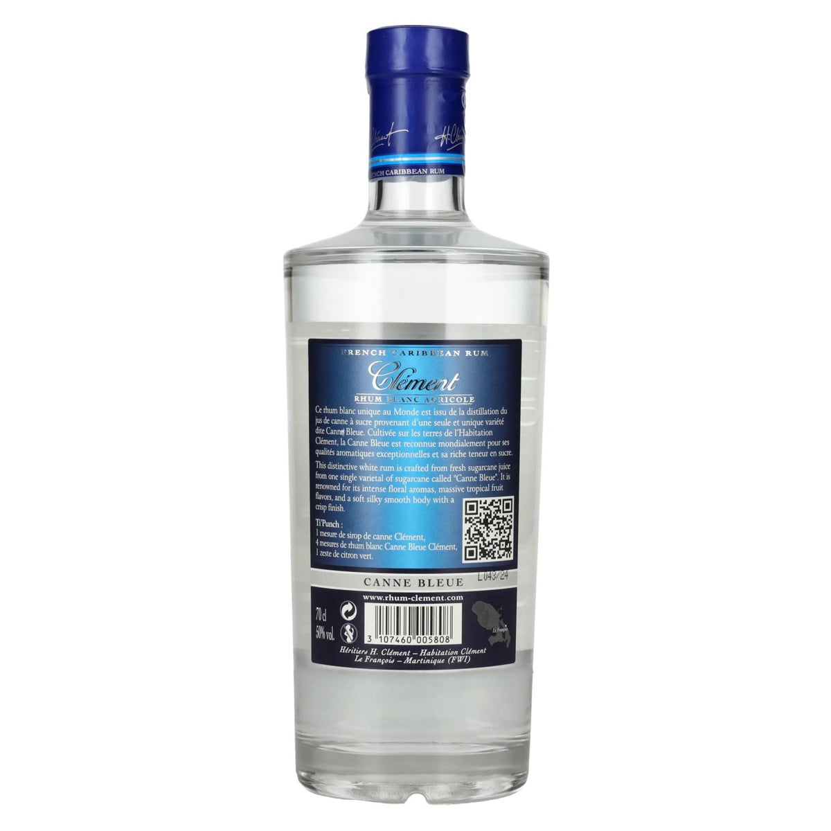 Clément Rhum Blanc Agricole Martinique Canne Bleue 50% Vol. 0,7l