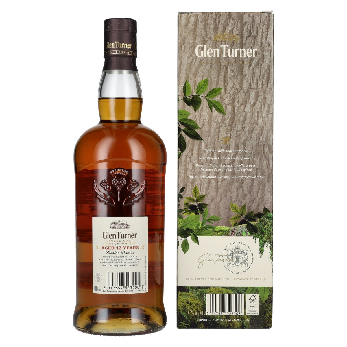 Glen Turner 12 Years Old Master Reserve Single Malt Scotch Whisky 40% Vol. 0,7l en boîte cadeau