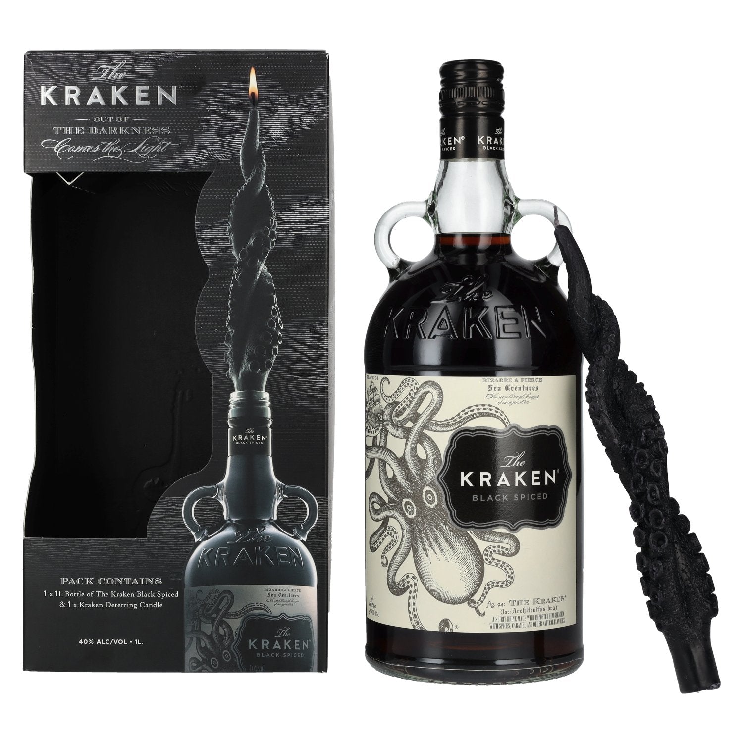 The Kraken Black Spiced 40% vol. 1l en boîte cadeau avec bougie