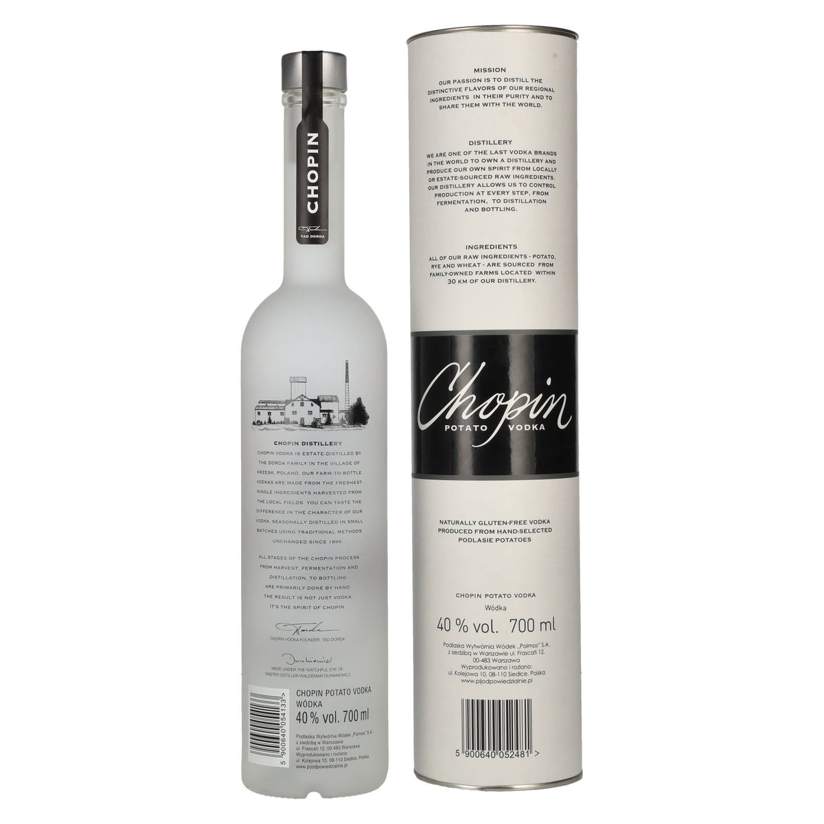Chopin Potato Vodka 40% ABV, 0.7 litres, in a gift box