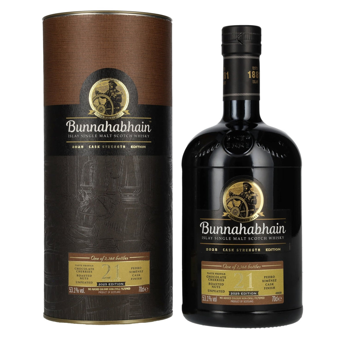 Bunnahabhain 21 Years Old Islay Single Malt Cask Strength Edition 2025 53,1% vol. 0,7l en coffret cadeau