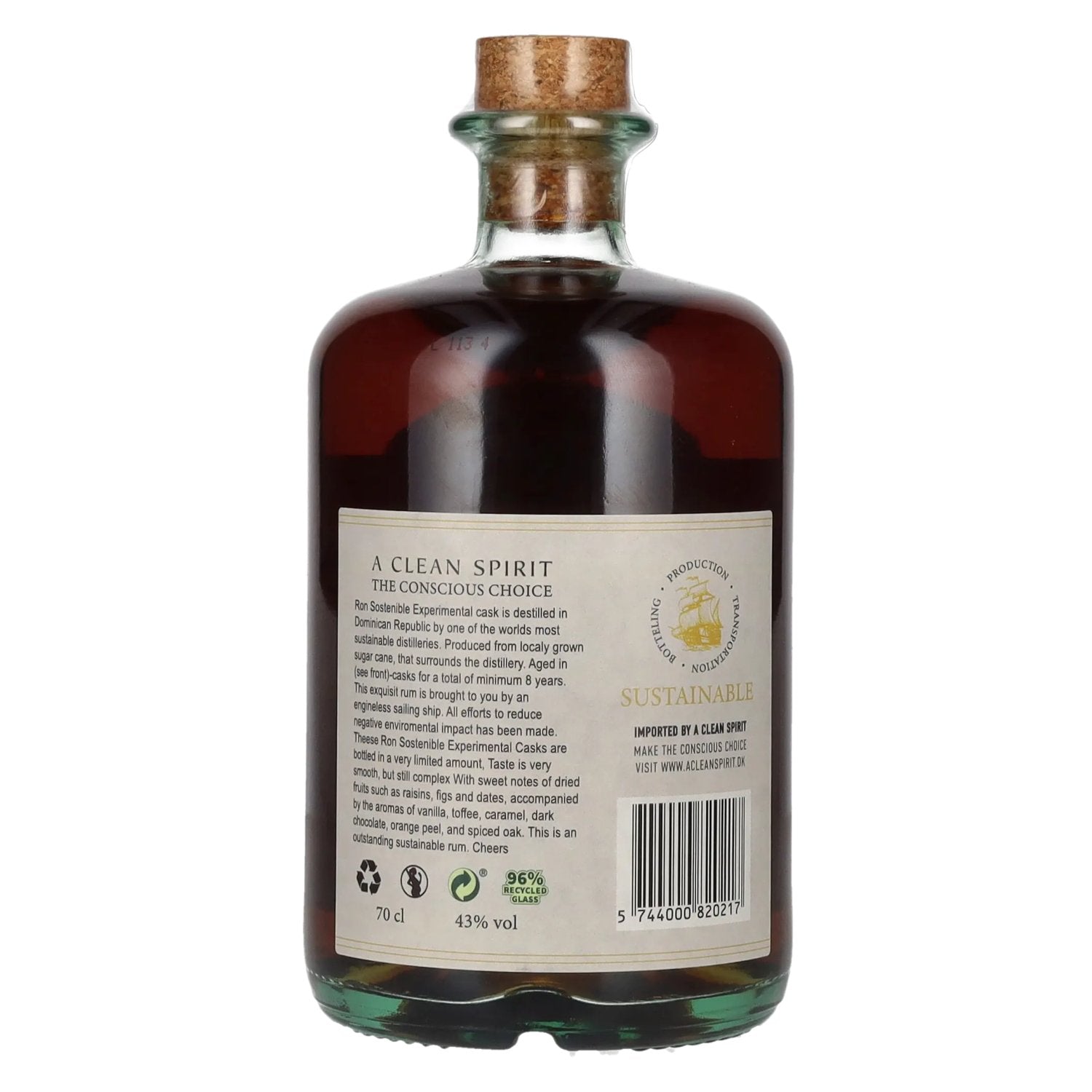 Ron Sostenible 8 Years Old Experimental Rioja Cask 43% Vol. 0,7l
