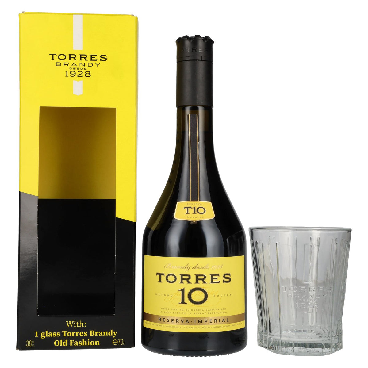 Torres 10 RESERVA IMPERIAL Brandy 38% vol. 0,7l en boîte cadeau avec verre