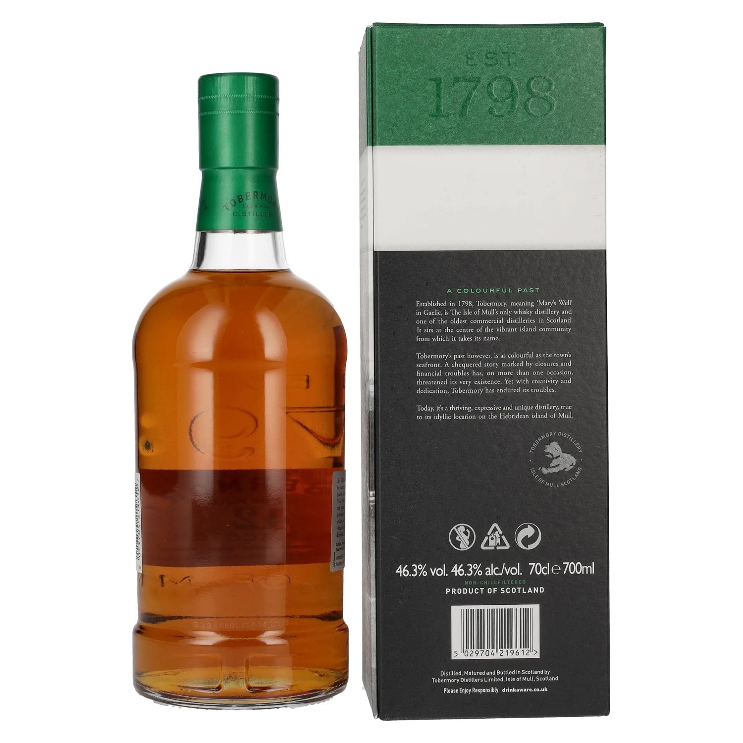 Tobermory 12 Years Old Single Malt Scotch Whisky 46,3% Vol. 0,7l en boîte cadeau