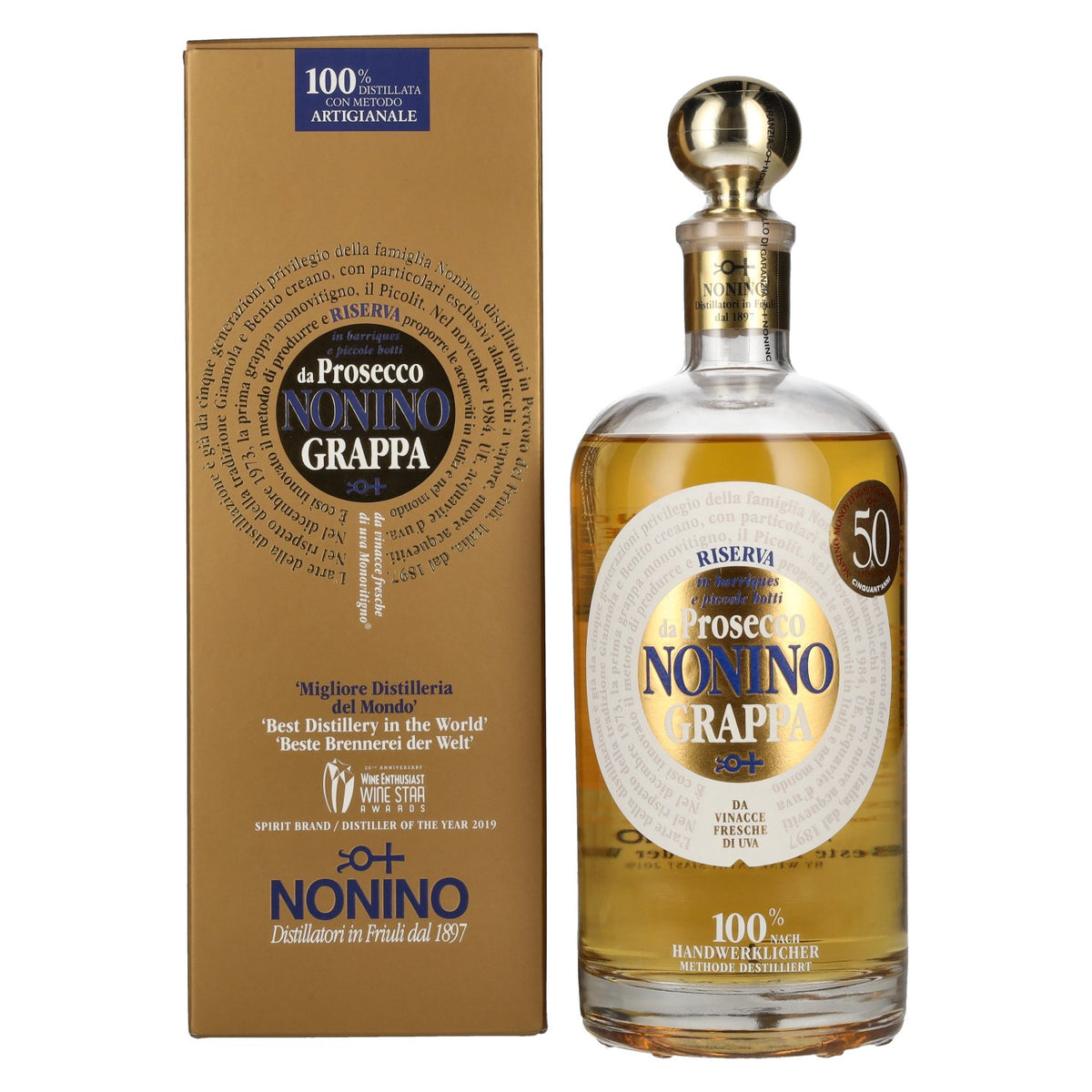 Nonino Grappa Monovitigno il Prosecco en barriques 41% vol. 0,7l en boîte cadeau