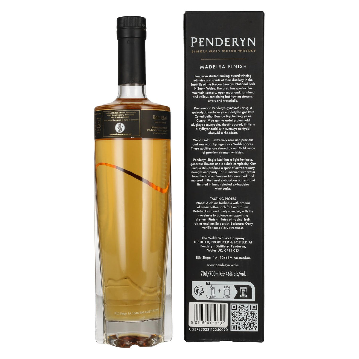 Penderyn Single Malt Welsh Whisky, Madeira Finish, 46% vol., 0.7 l, in a gift box