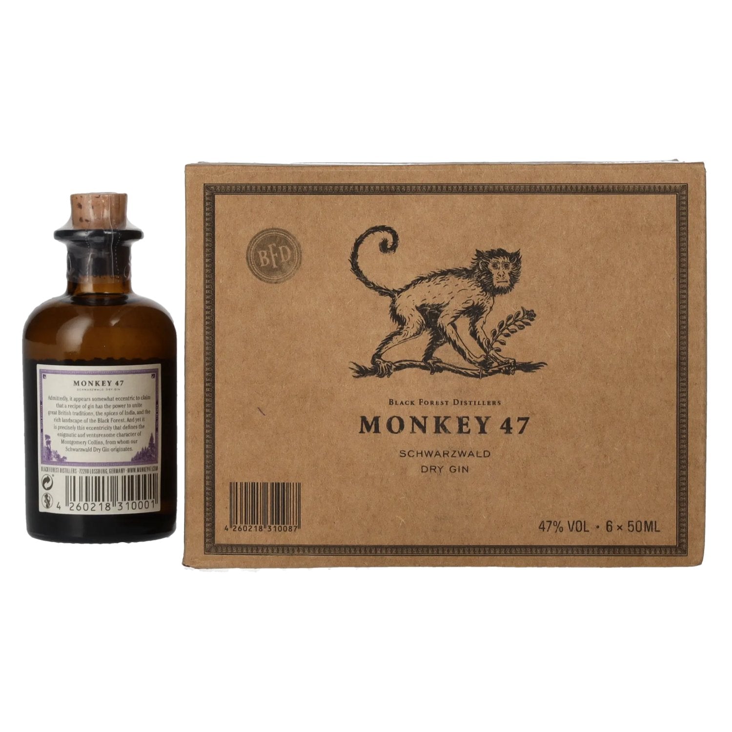 Monkey 47 Schwarzwald Dry Gin 47% Vol. 6x0,05l