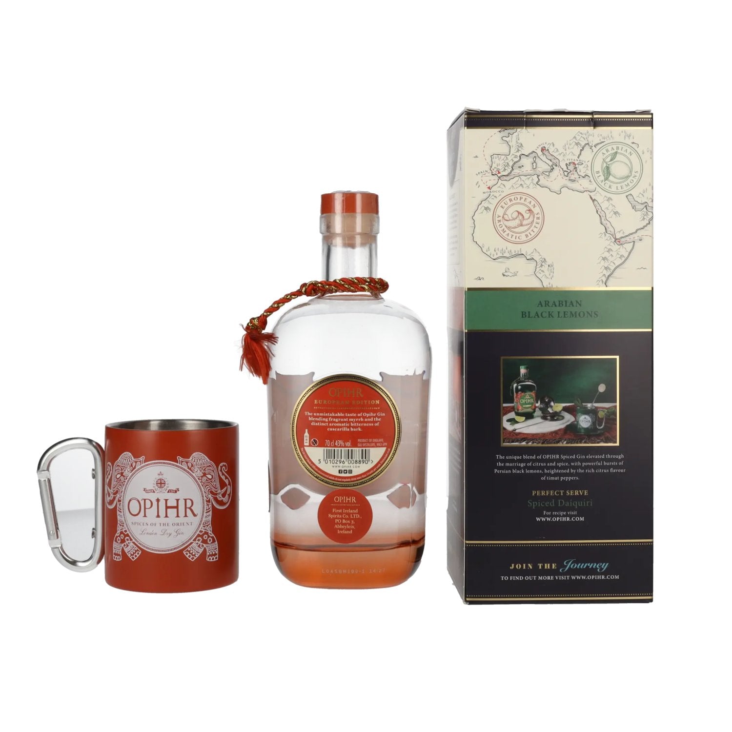 Opihr London Dry Gin EUROPEAN EDITION 43% vol. 0,7l en boîte cadeau avec Travel Mug