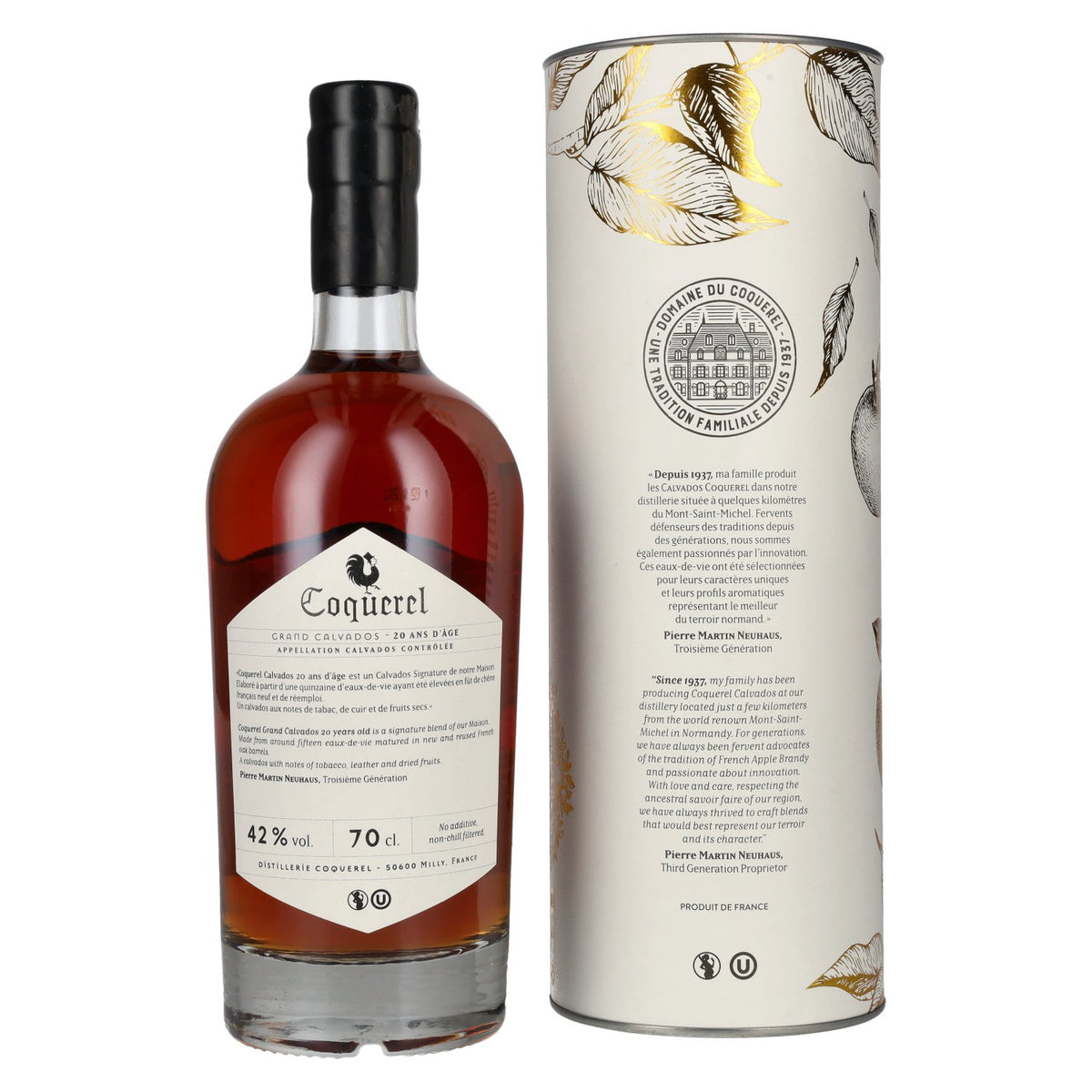Coquerel Grand Calvados 20 Ans 42% Vol. 0,7l en coffret cadeau