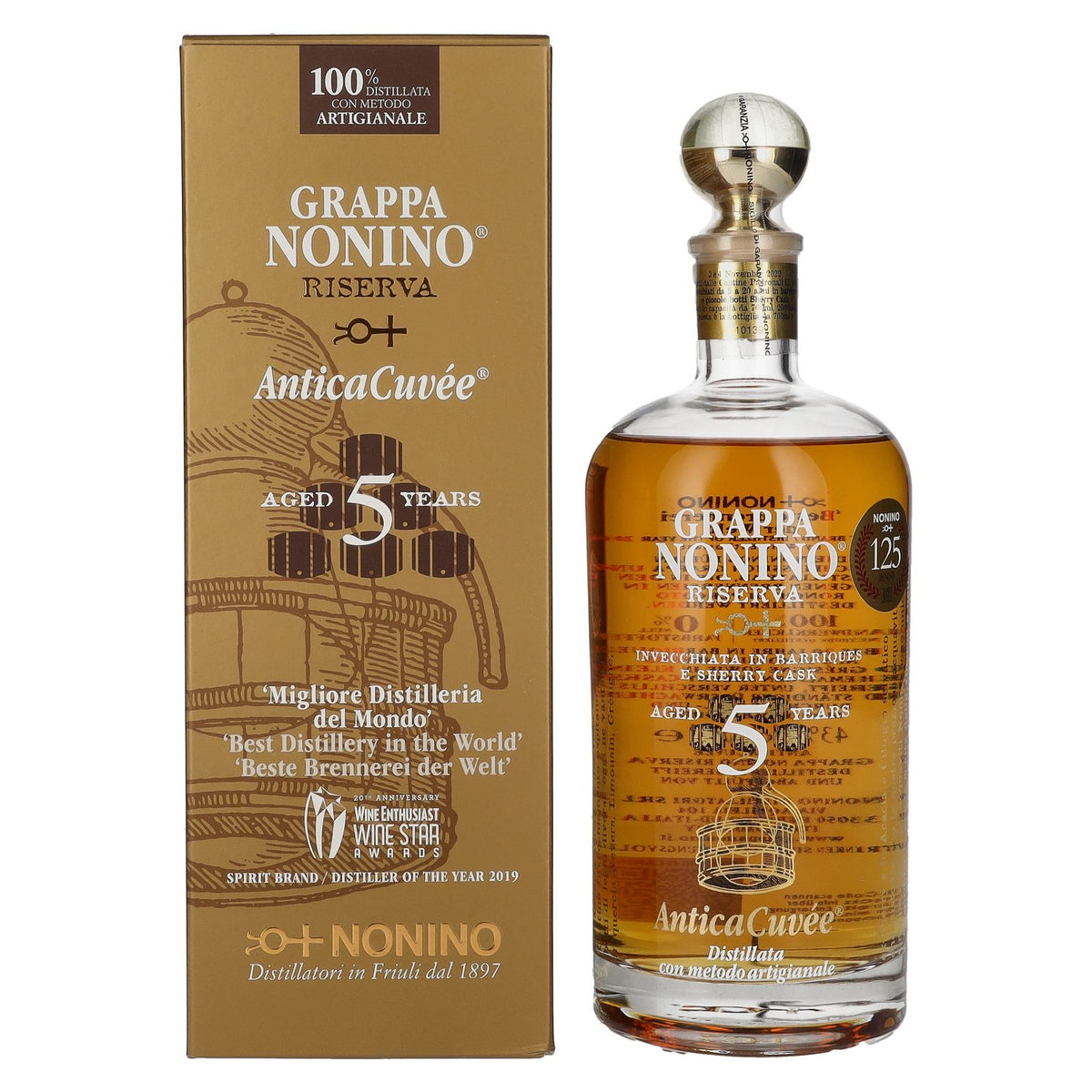 Nonino Grappa Riserva Antica Cuvée 5 Years Old 43% vol. 0,7l en boîte cadeau