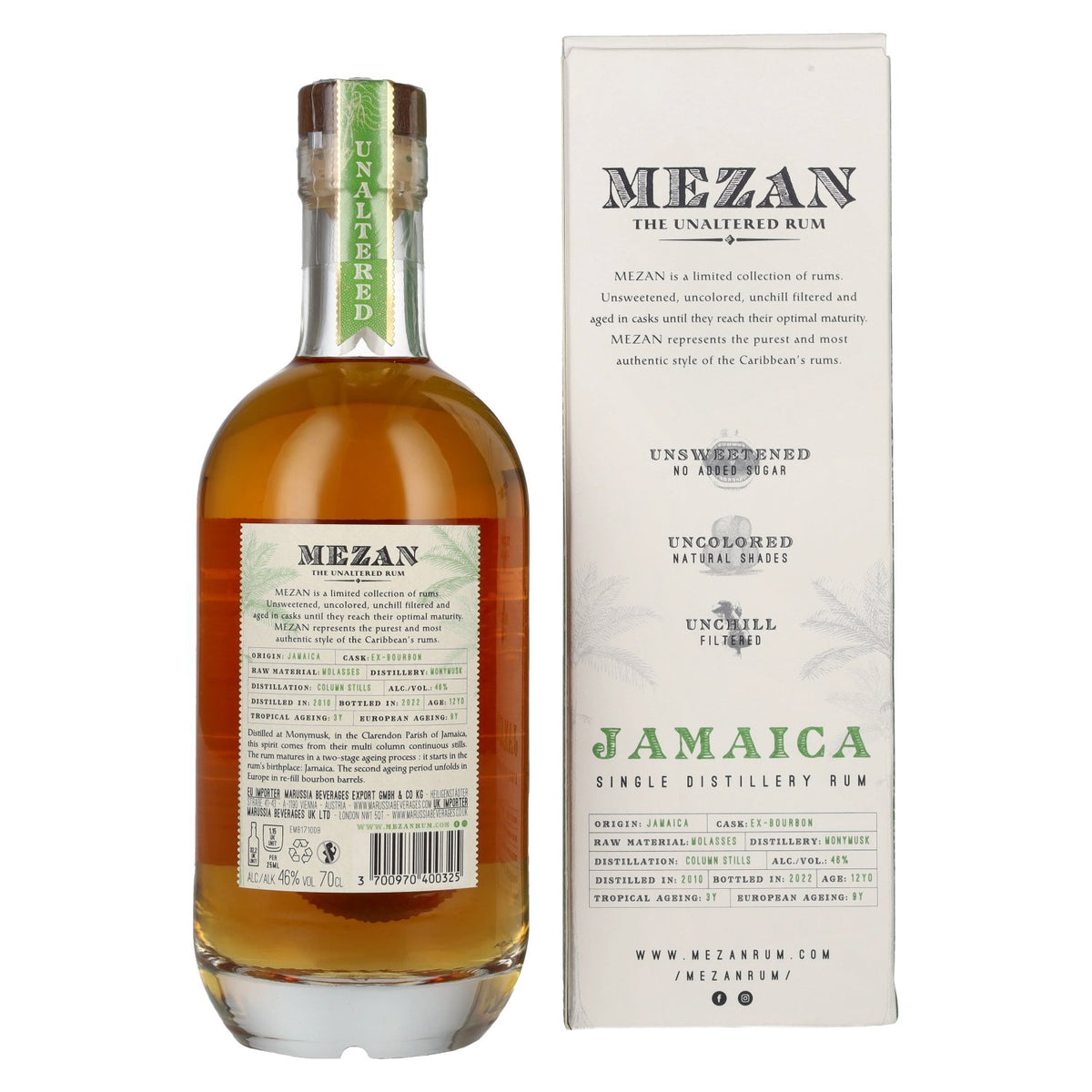 Mezan The Unaltered Rum Jamaica 2010 46% Vol. 0,7l in Geschenkbox