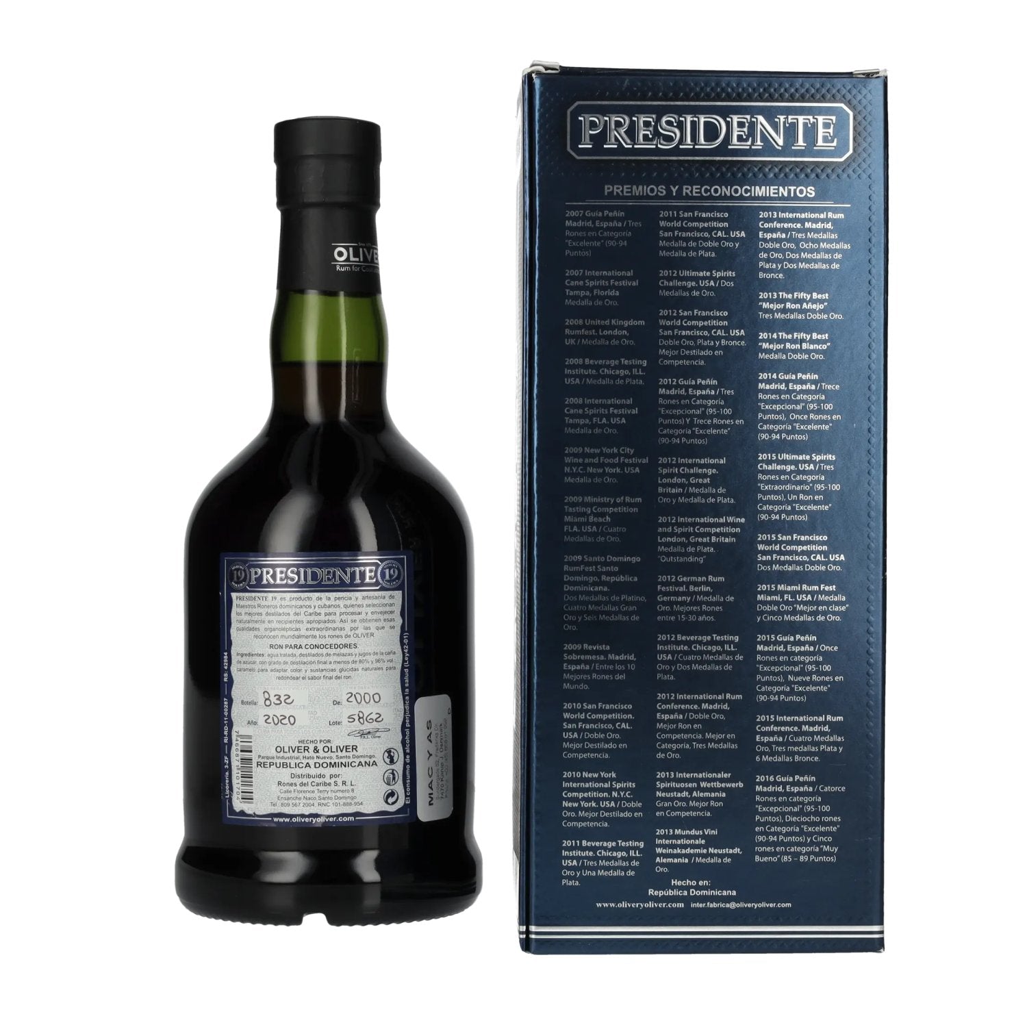 Presidente Marti 19 Sistema Solera 40% vol. 0,7l en boîte cadeau