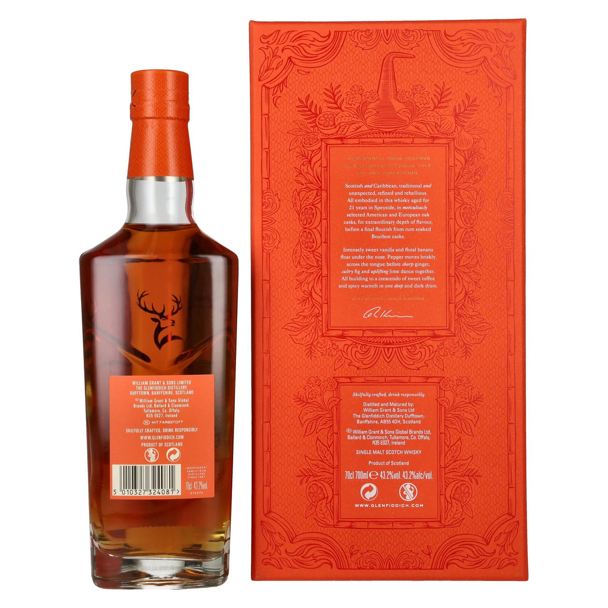 Glenfiddich 21 Years Old GRAN RESERVA Rum Cask Finish 43,2% Vol. 0,7l in Geschenkbox