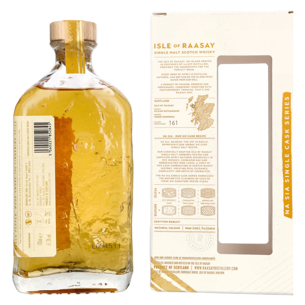 Isle of RAASAY 7 Years Old Peated Rye Whisky Single Cask #18/839 57,3% Vol. 0,7l in Geschenkbox