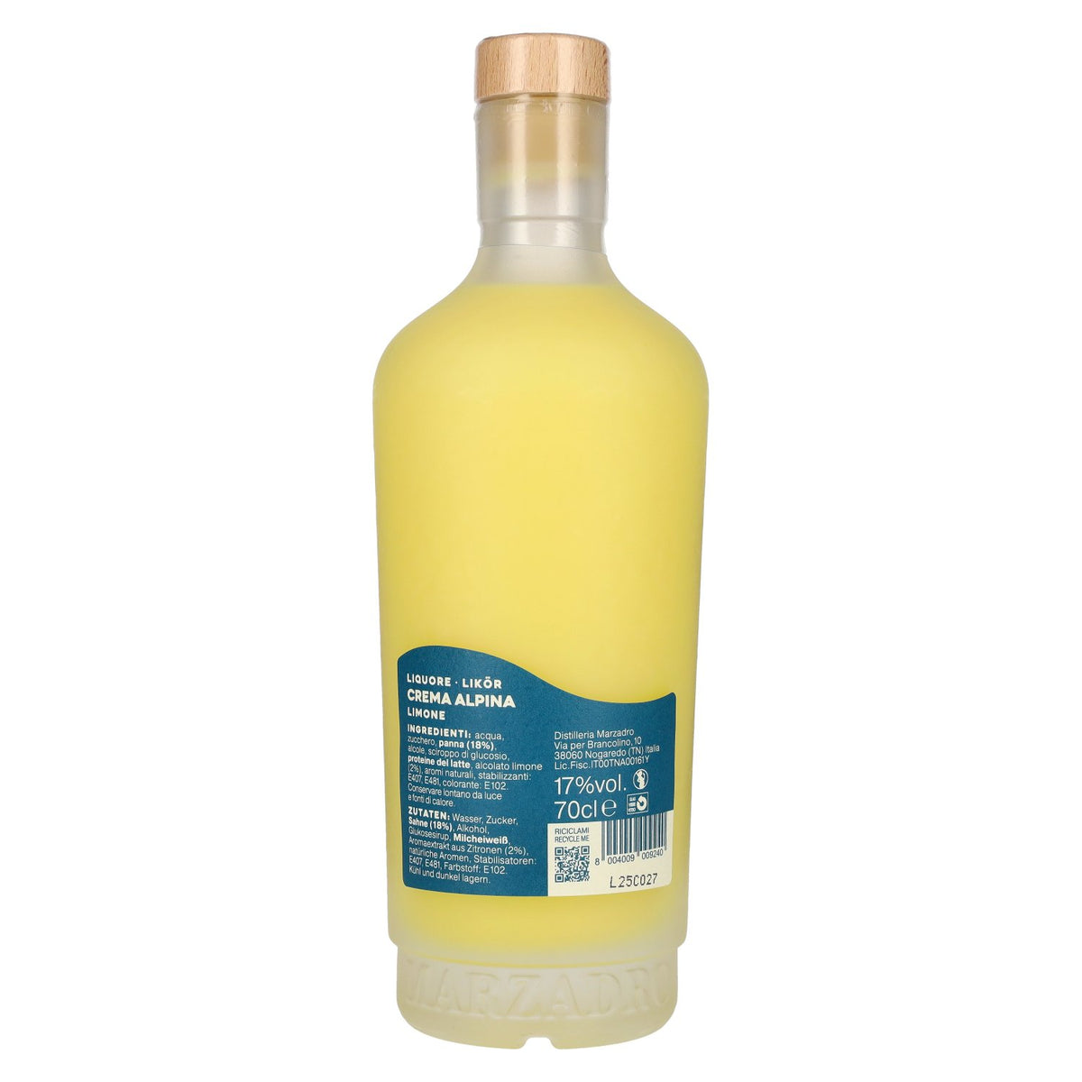 Marzadro Crema Alpina Lemon Liqueur 17% ABV 0.7 l
