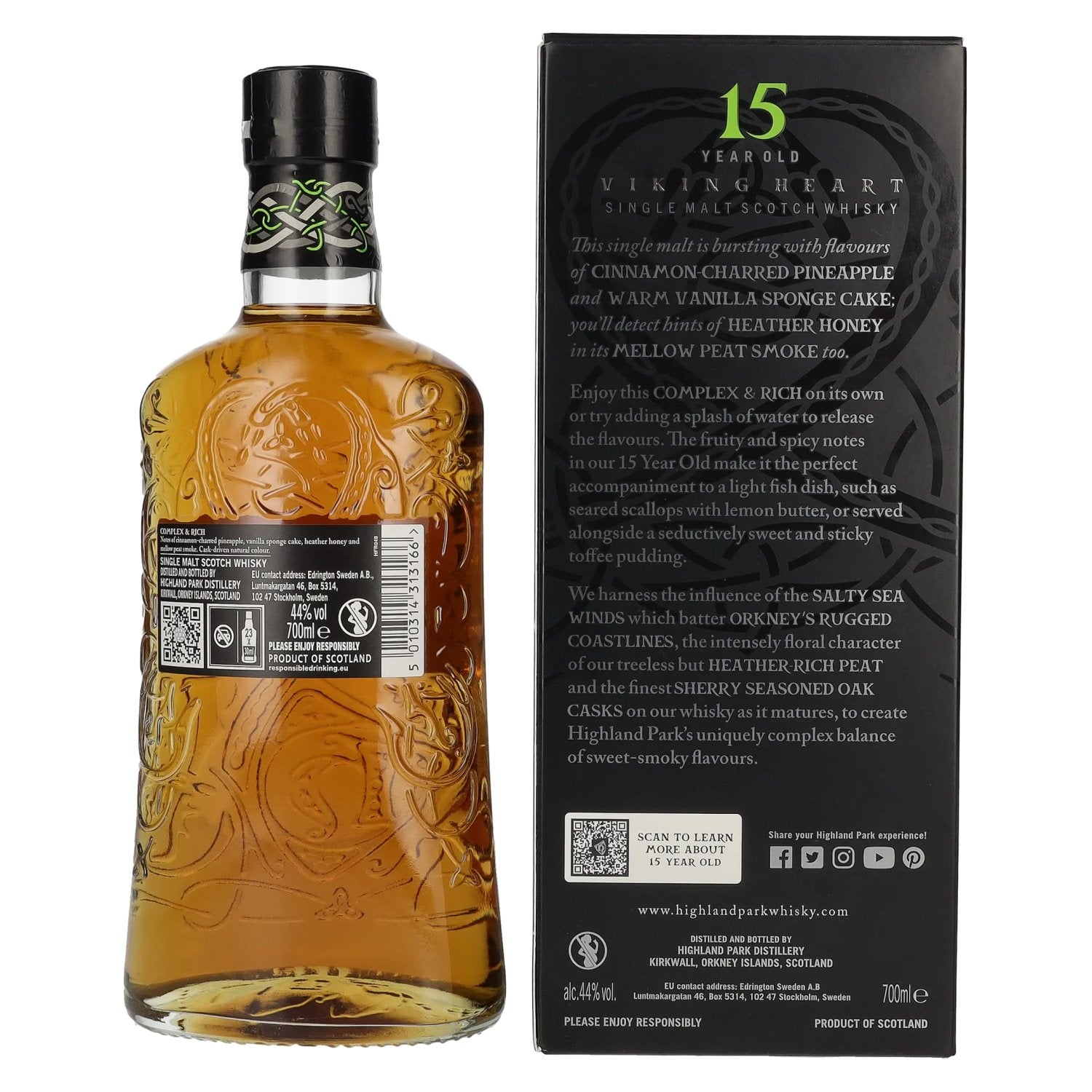 Highland Park 15 Years Old VIKING HEART 44% vol. 0,7l en boîte cadeau