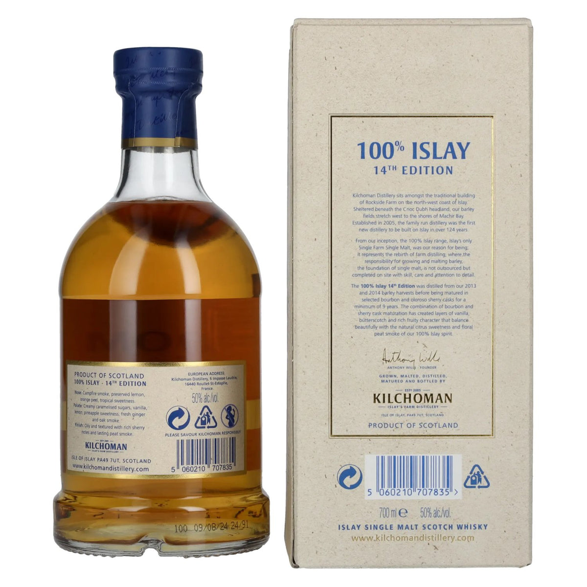 Kilchoman 100% Islay The 14th Edition Single Malt Scotch Whisky 2024 50% Vol. 0,7l en coffret cadeau