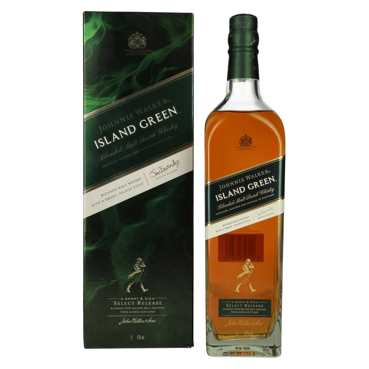 Johnnie Walker ISLAND GREEN Blended Malt Scotch Whisky Select Release 43% Vol. 1l en coffret cadeau