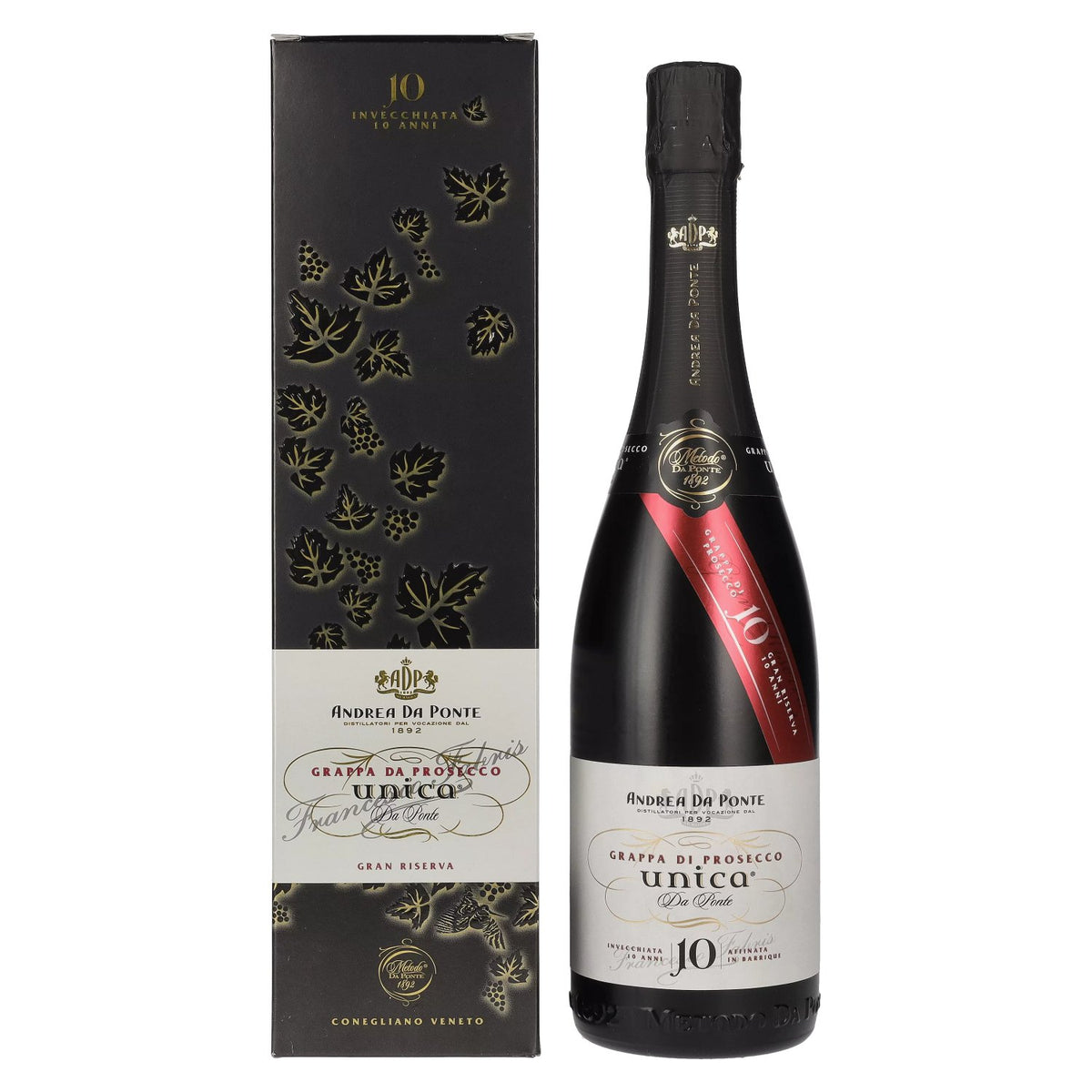 Andrea Da Ponte Grappa da Prosecco Unica Da Ponte 10 Anni 40% Vol. 0,7l in gift box
