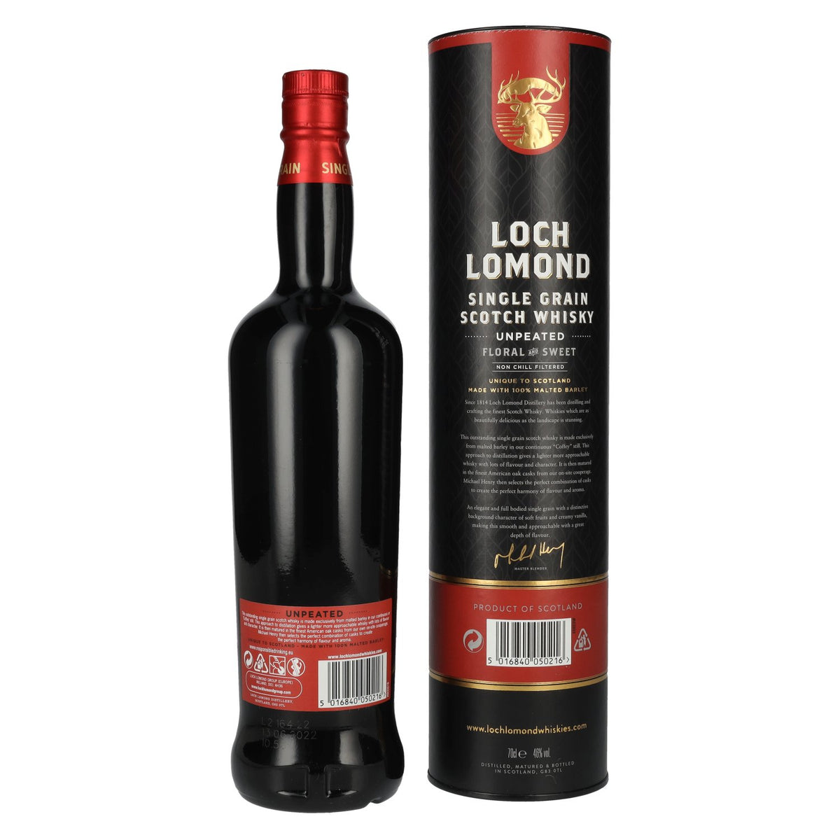Loch Lomond SINGLE GRAIN Coffey Still, whisky écossais non tourbé, 46 % vol., 0,7 l, dans un coffret cadeau
