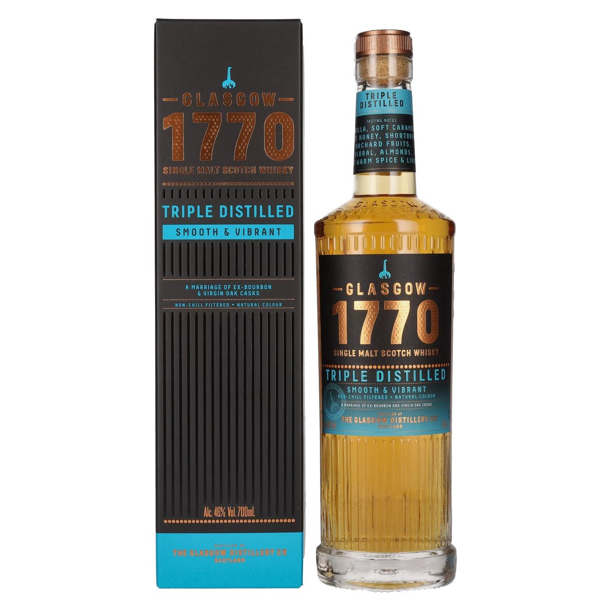 Glasgow 1770 TRIPLE DISTILLED Smooth &amp; Vibrant 46% vol. 0,7l en boîte cadeau