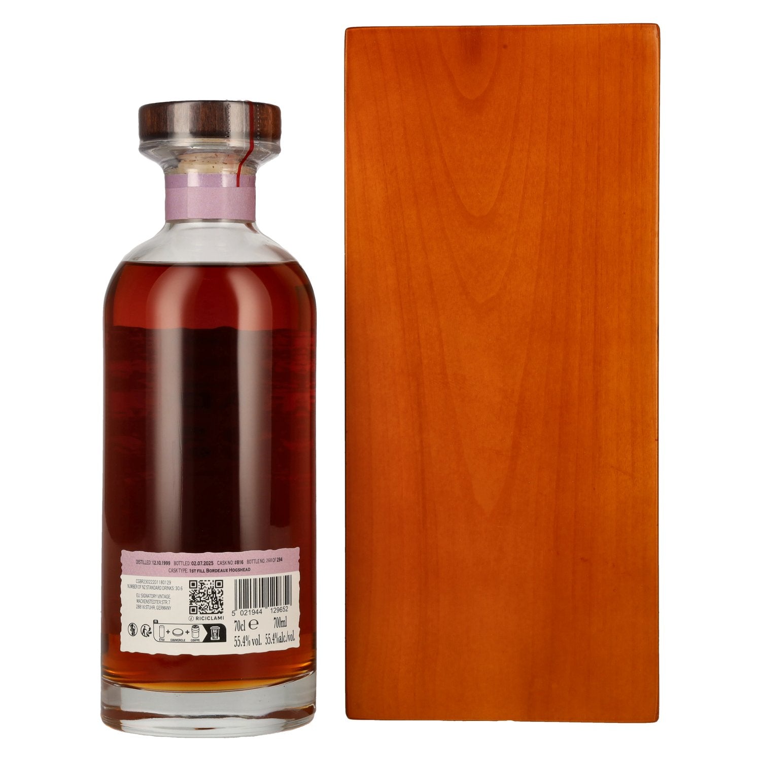 Edradour 25 Years Old 200th Anniversary 1st Fill Bordeaux Cask Highland Single Malt 55,4% Vol. 0,7l en caisse bois